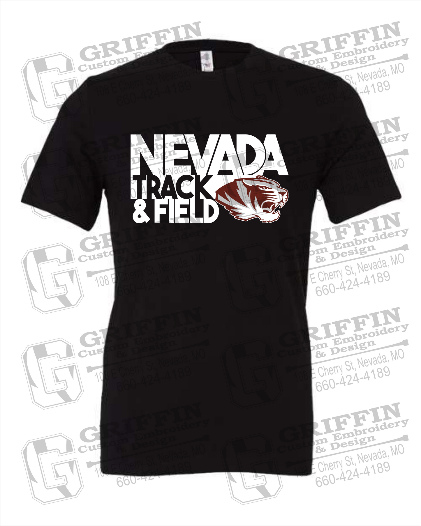 Nevada Tigers 24-Q 100% Cotton Short Sleeve T-Shirt - Track & Field