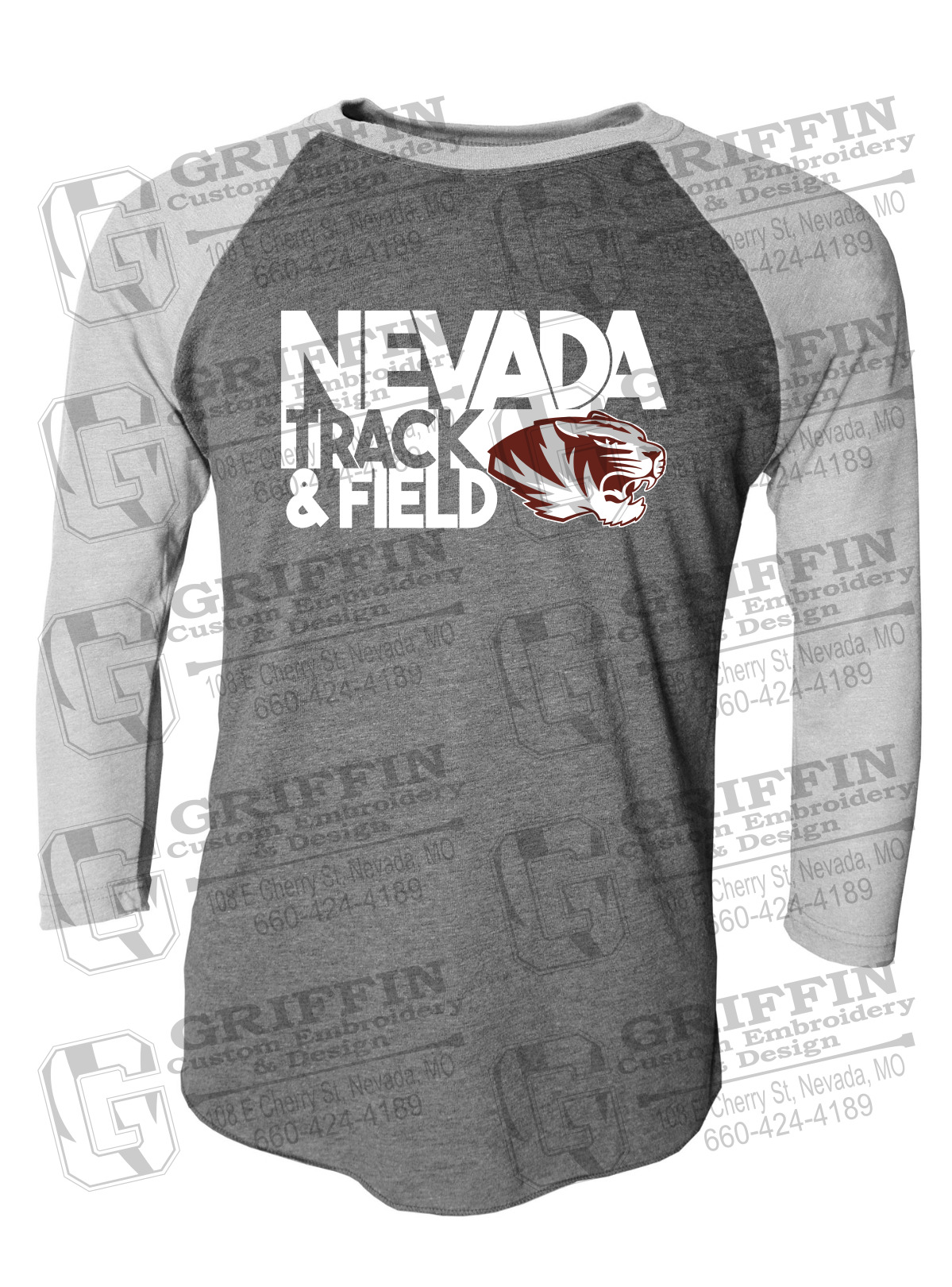 Tri-Blend Raglan Sleeve T-Shirt - Track & Field - Nevada Tigers 24-Q