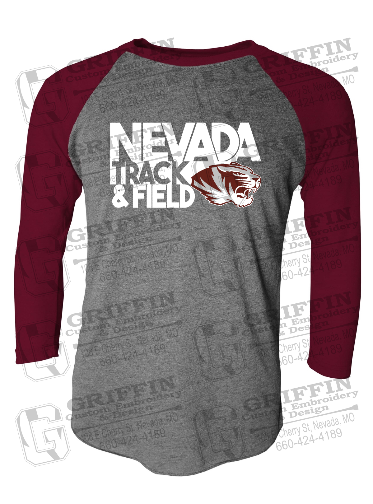 Tri-Blend Raglan Sleeve T-Shirt - Track & Field - Nevada Tigers 24-Q