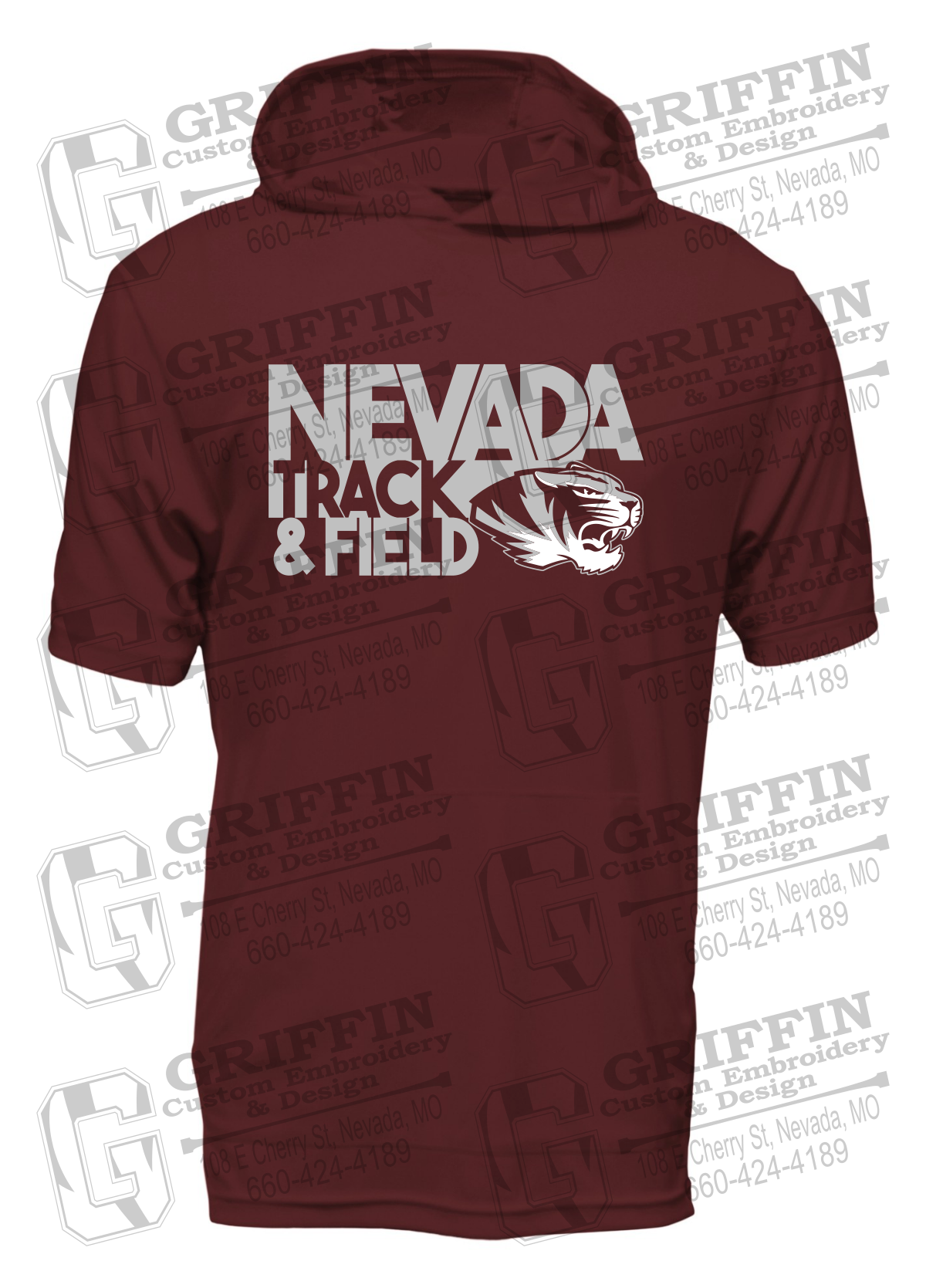 Dry-Fit Short Sleeve T-Shirt Hoodie - Track & Field - Nevada Tigers 24-Q