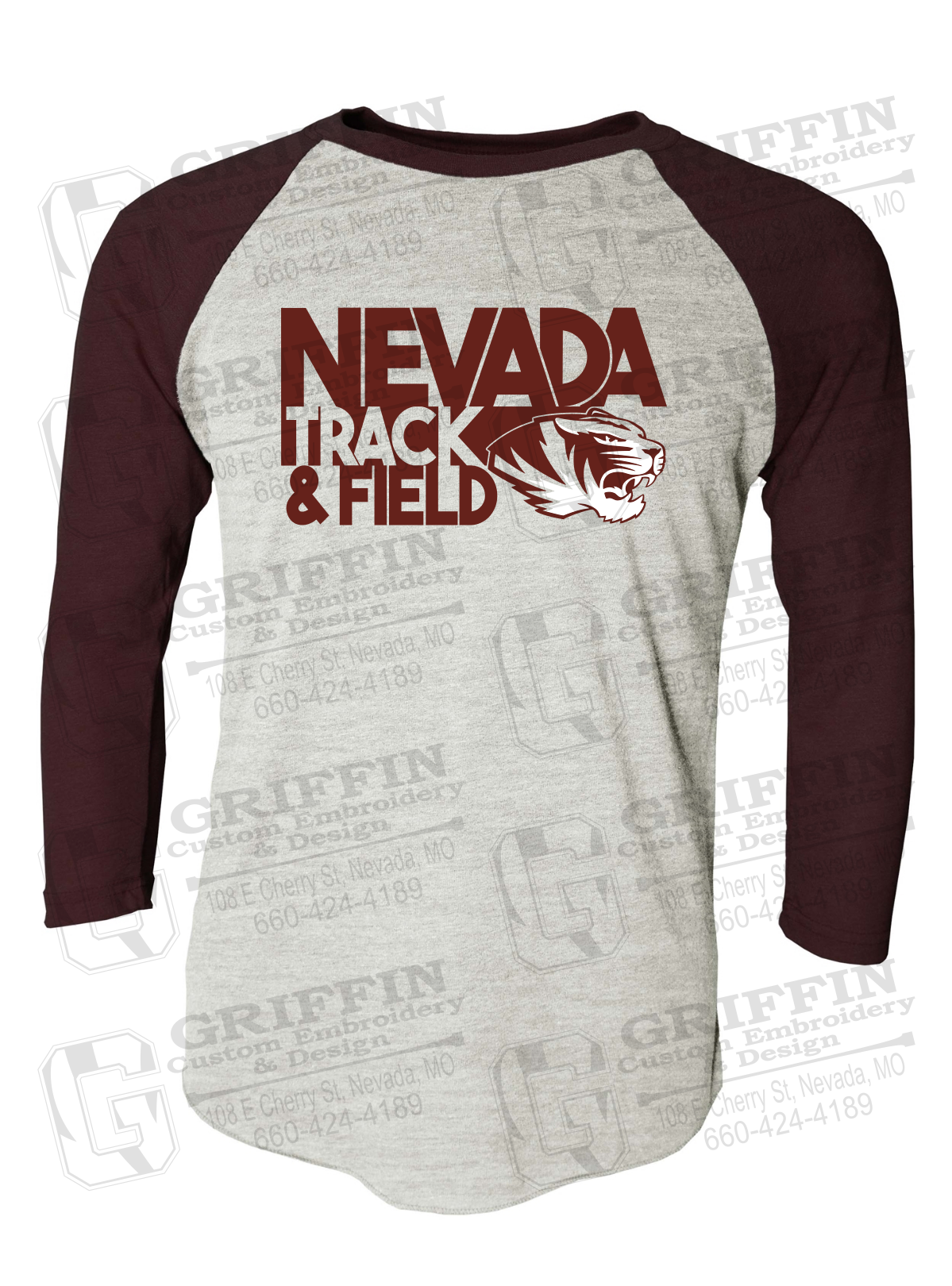 Tri-Blend Raglan Sleeve T-Shirt - Track & Field - Nevada Tigers 24-Q