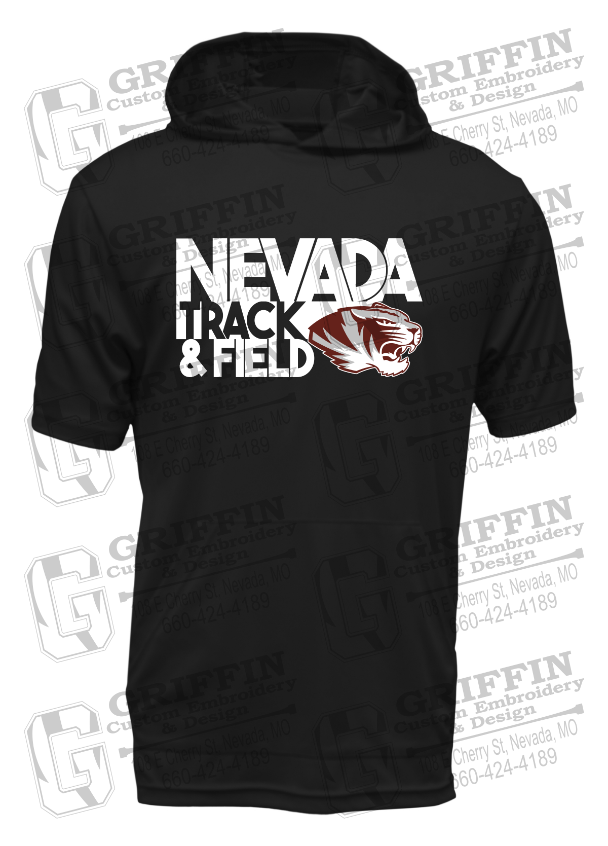 Dry-Fit Short Sleeve T-Shirt Hoodie - Track & Field - Nevada Tigers 24-Q