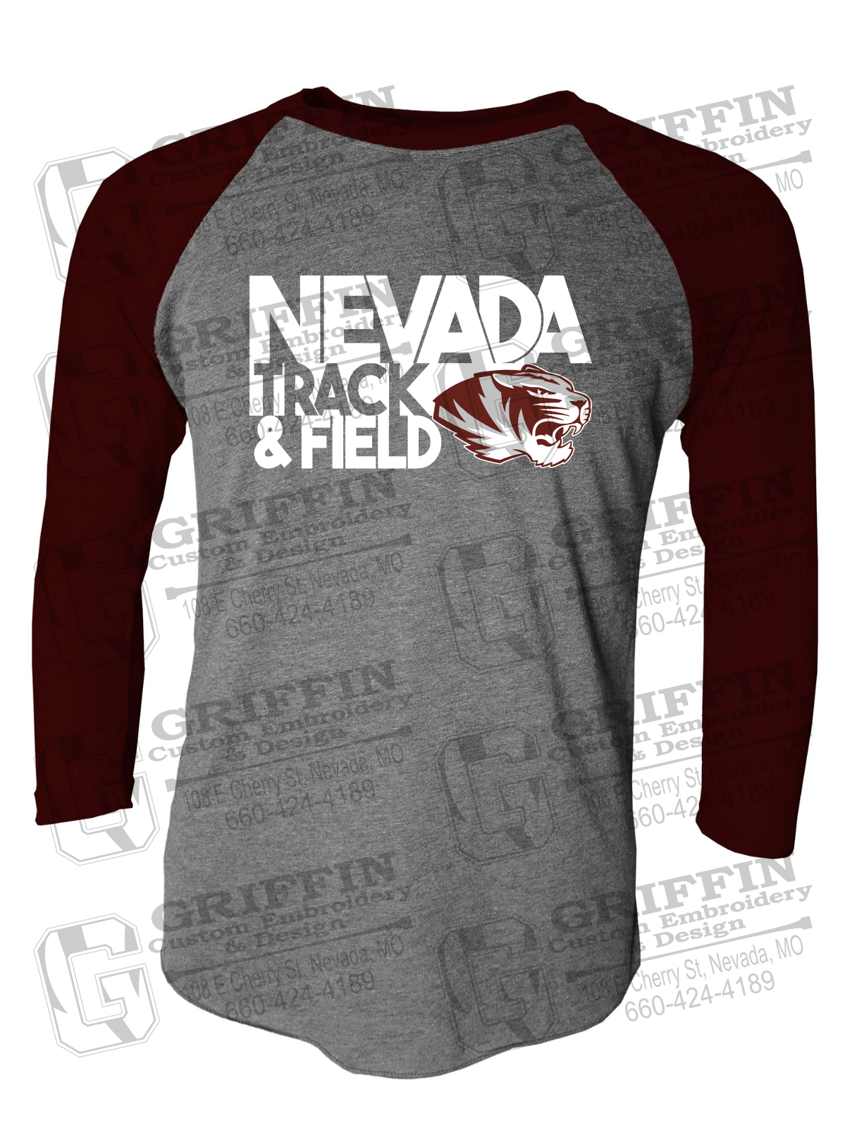 Tri-Blend Raglan Sleeve T-Shirt - Track & Field - Nevada Tigers 24-Q