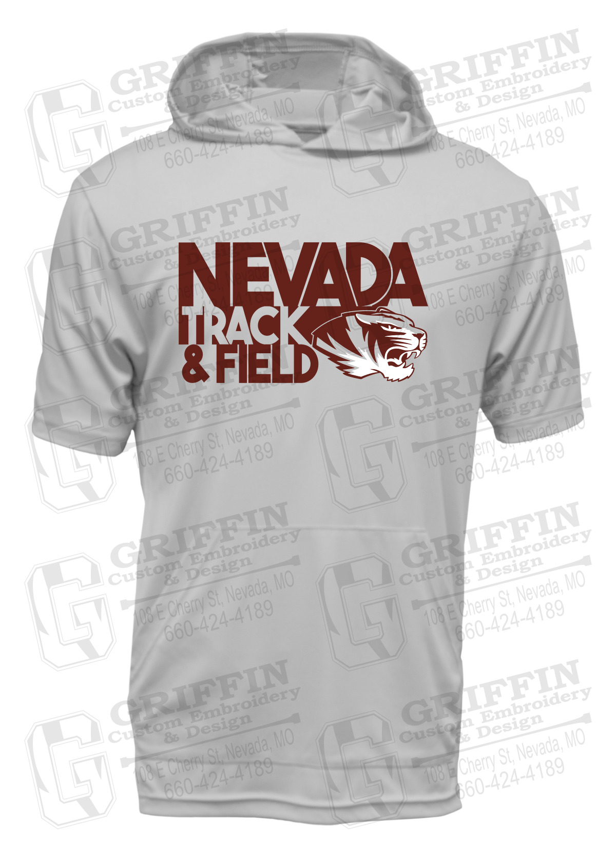 Dry-Fit Short Sleeve T-Shirt Hoodie - Track & Field - Nevada Tigers 24-Q