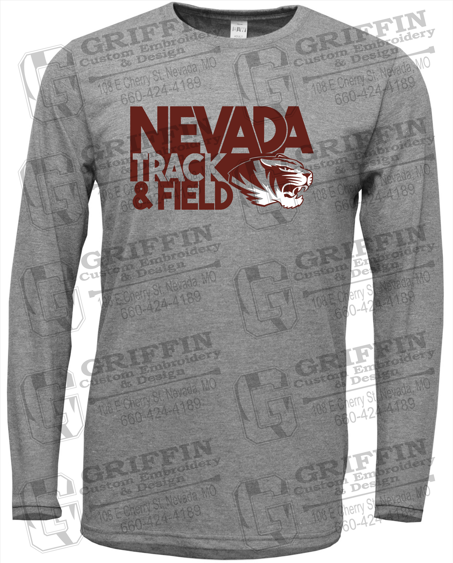 Soft-Tek Long Sleeve T-Shirt - Track & Field - Nevada Tigers 24-Q