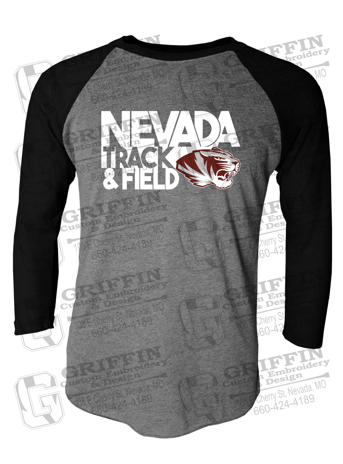 Tri-Blend Raglan Sleeve T-Shirt - Track & Field - Nevada Tigers 24-Q