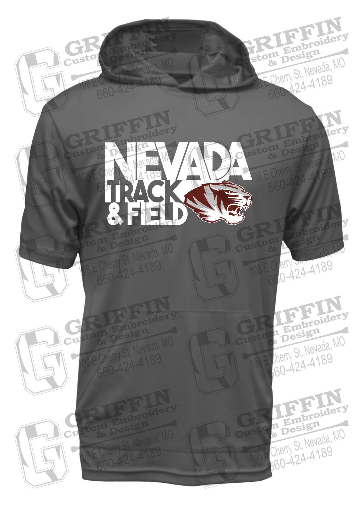 Dry-Fit Short Sleeve T-Shirt Hoodie - Track & Field - Nevada Tigers 24-Q