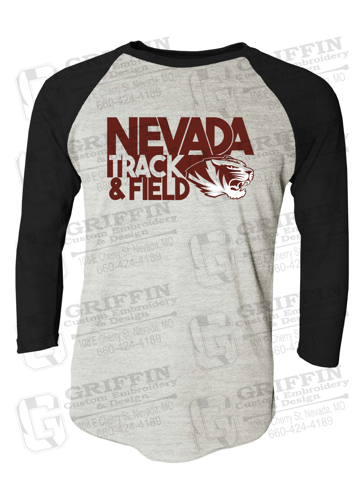 Tri-Blend Raglan Sleeve T-Shirt - Track & Field - Nevada Tigers 24-Q