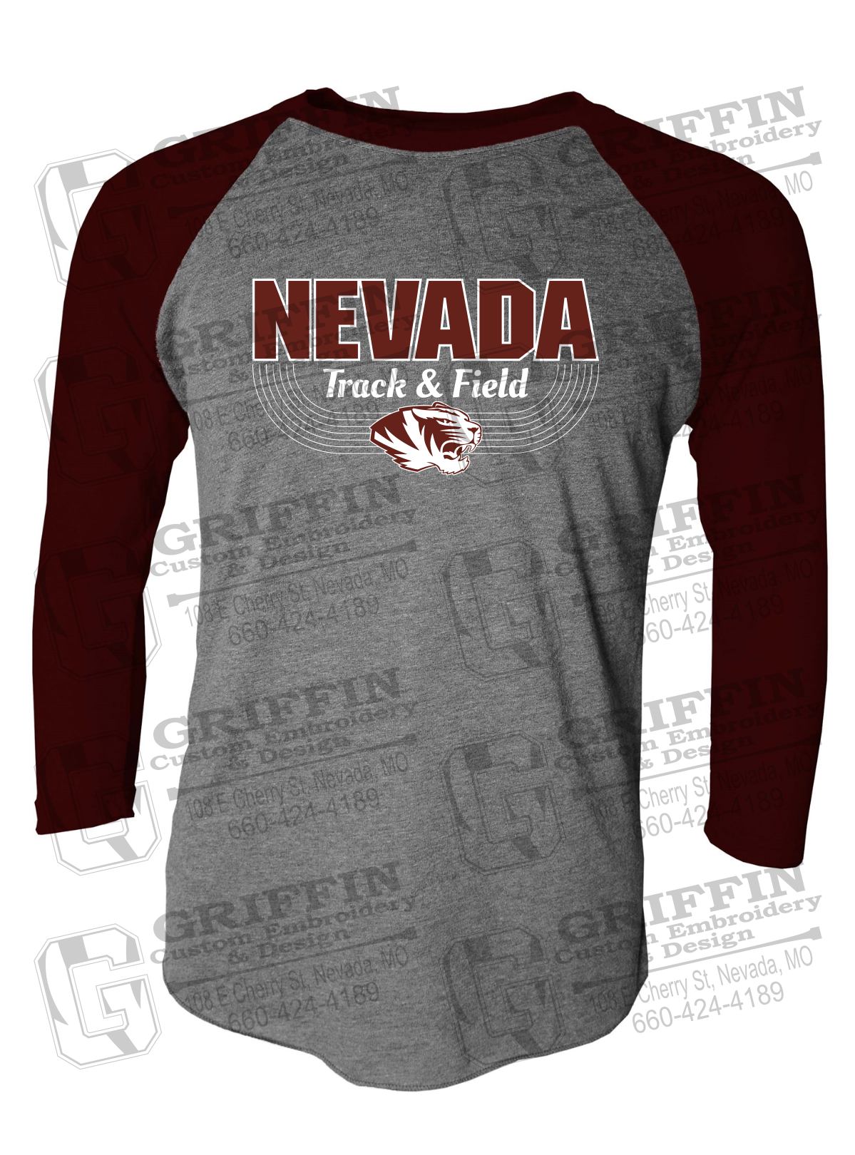 Tri-Blend Raglan Sleeve T-Shirt - Track & Field - Nevada Tigers 24-R
