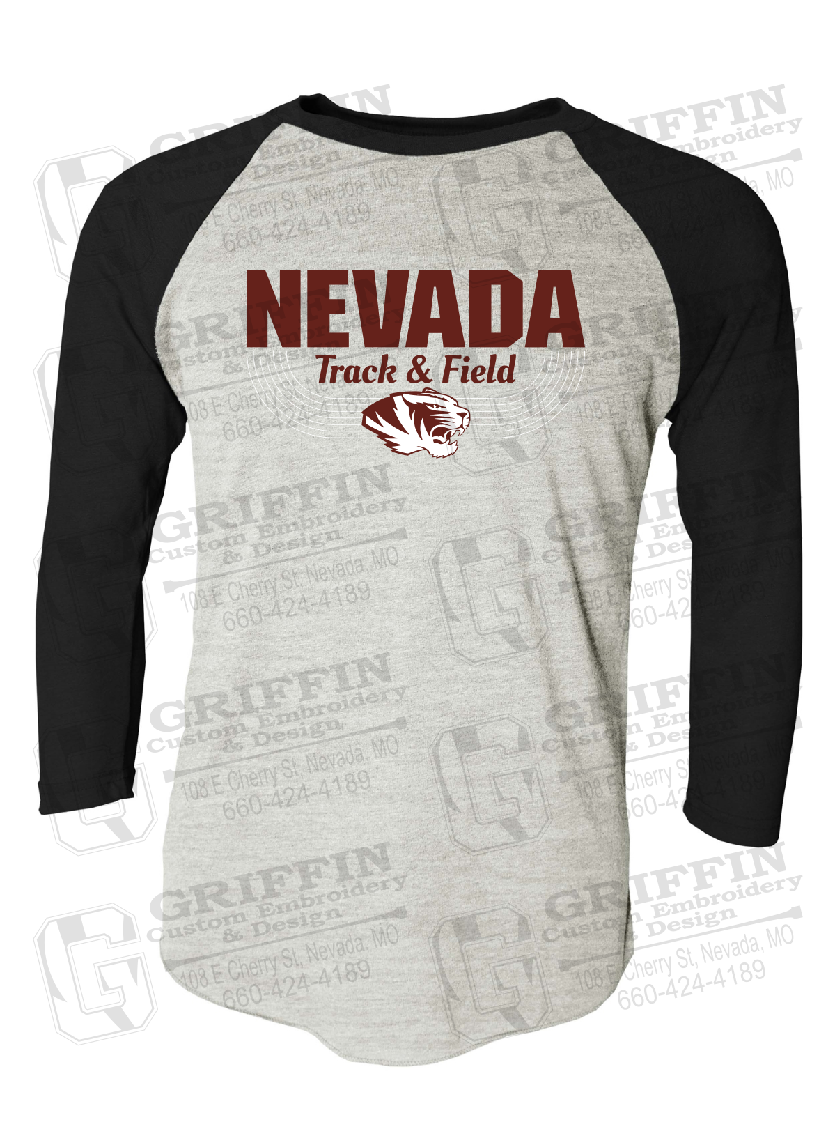 Tri-Blend Raglan Sleeve T-Shirt - Track & Field - Nevada Tigers 24-R