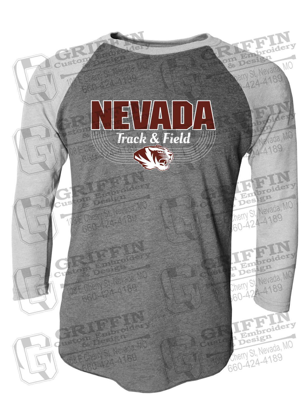 Tri-Blend Raglan Sleeve T-Shirt - Track & Field - Nevada Tigers 24-R