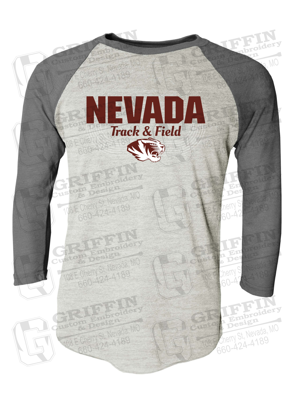 Tri-Blend Raglan Sleeve T-Shirt - Track & Field - Nevada Tigers 24-R