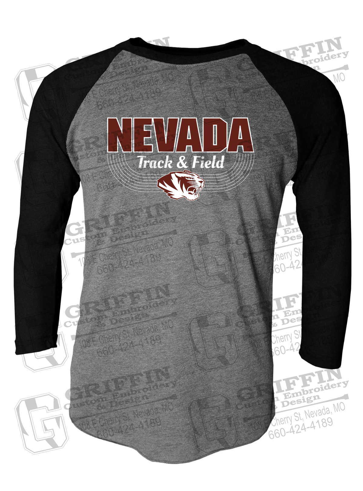 Tri-Blend Raglan Sleeve T-Shirt - Track & Field - Nevada Tigers 24-R