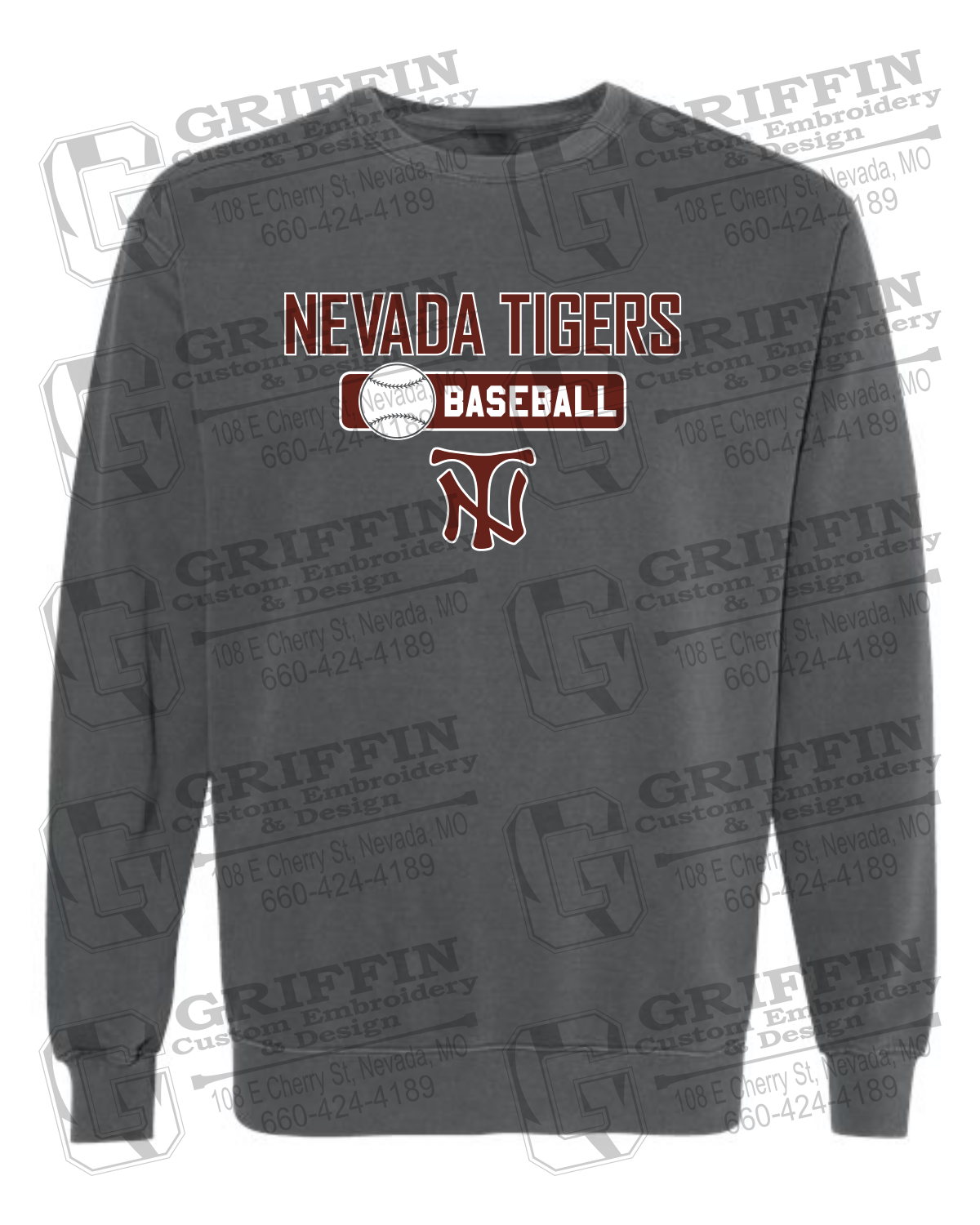 Comfort Colors Crewneck Sweatshirt - Baseball - Nevada Tigers 24-S