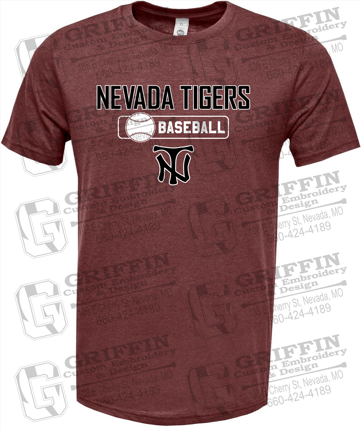 Soft-Tek Short Sleeve T-Shirt - Baseball - Nevada Tigers 24-S