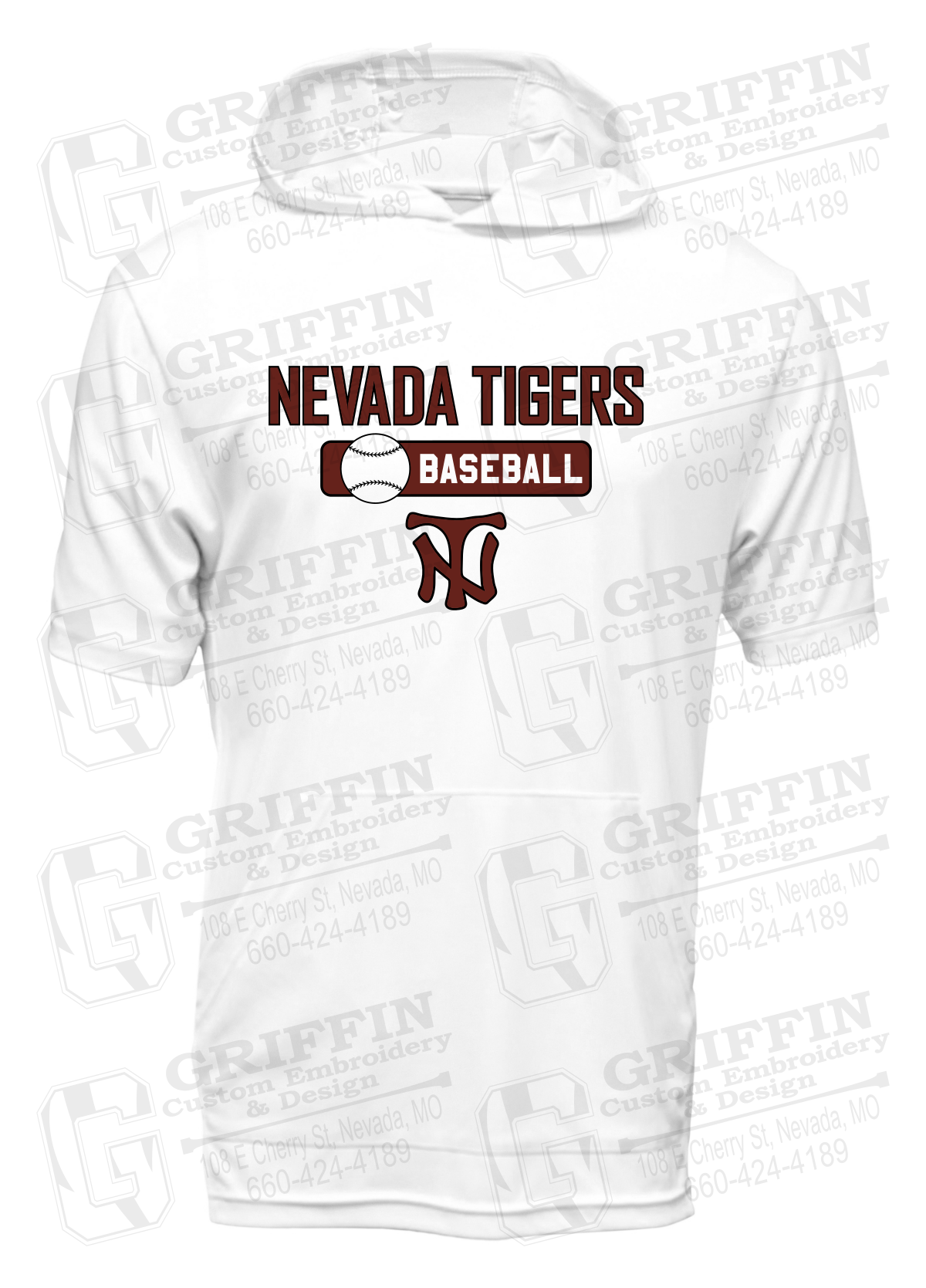 Dry-Fit Short Sleeve T-Shirt Hoodie - Baseball - Nevada Tigers 24-S