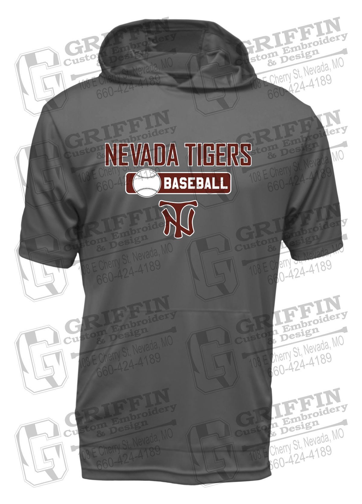 Dry-Fit Short Sleeve T-Shirt Hoodie - Baseball - Nevada Tigers 24-S