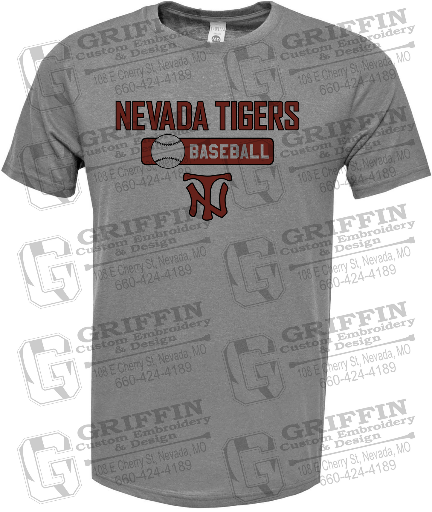 Soft-Tek Short Sleeve T-Shirt - Baseball - Nevada Tigers 24-S