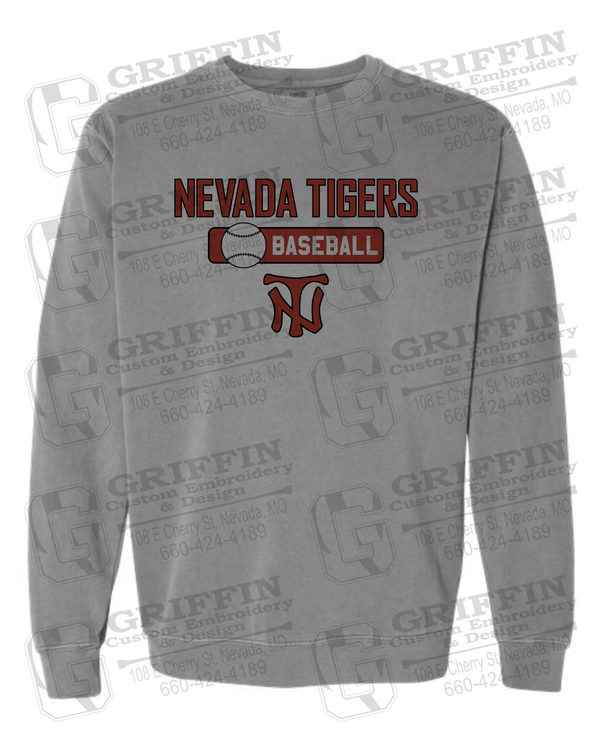 Comfort Colors Crewneck Sweatshirt - Baseball - Nevada Tigers 24-S