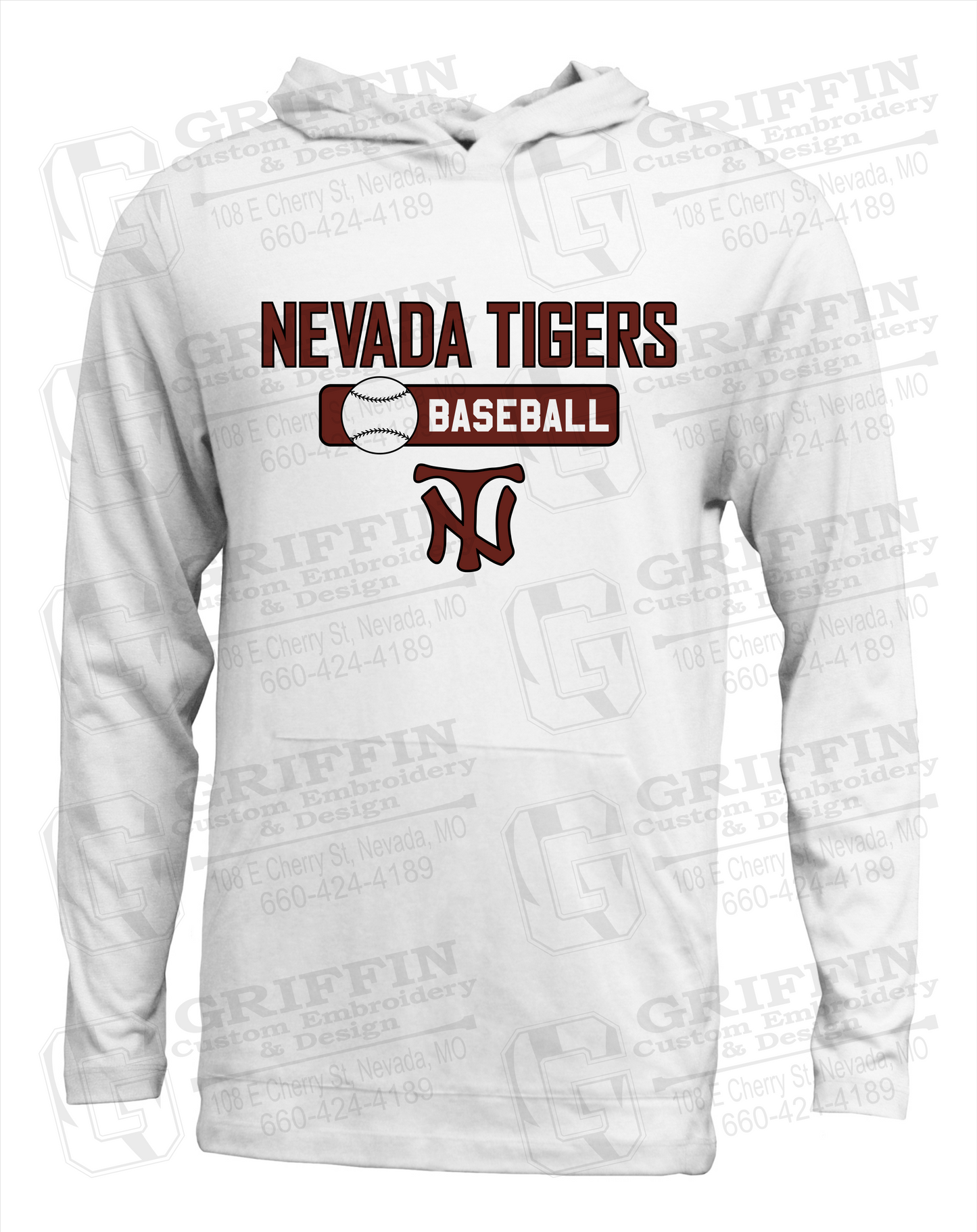 Soft-Tek T-Shirt Hoodie - Baseball - Nevada Tigers 24-S
