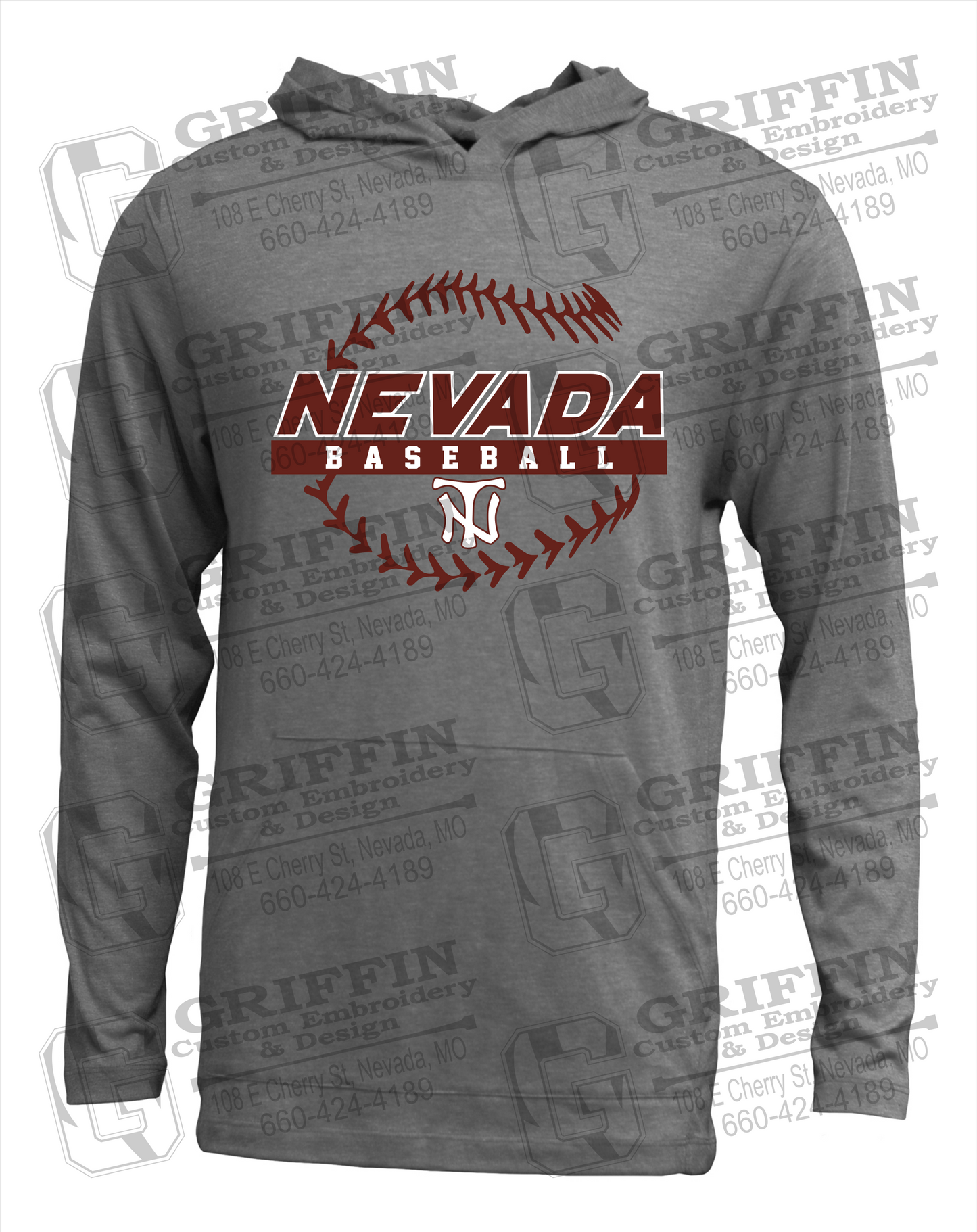 Soft-Tek T-Shirt Hoodie - Baseball - Nevada Tigers 24-T