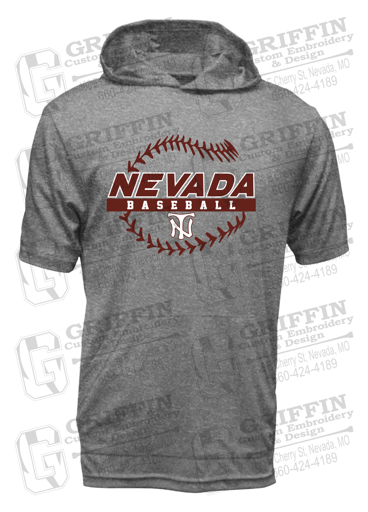 Dry-Fit Short Sleeve T-Shirt Hoodie - Baseball - Nevada Tigers 24-T