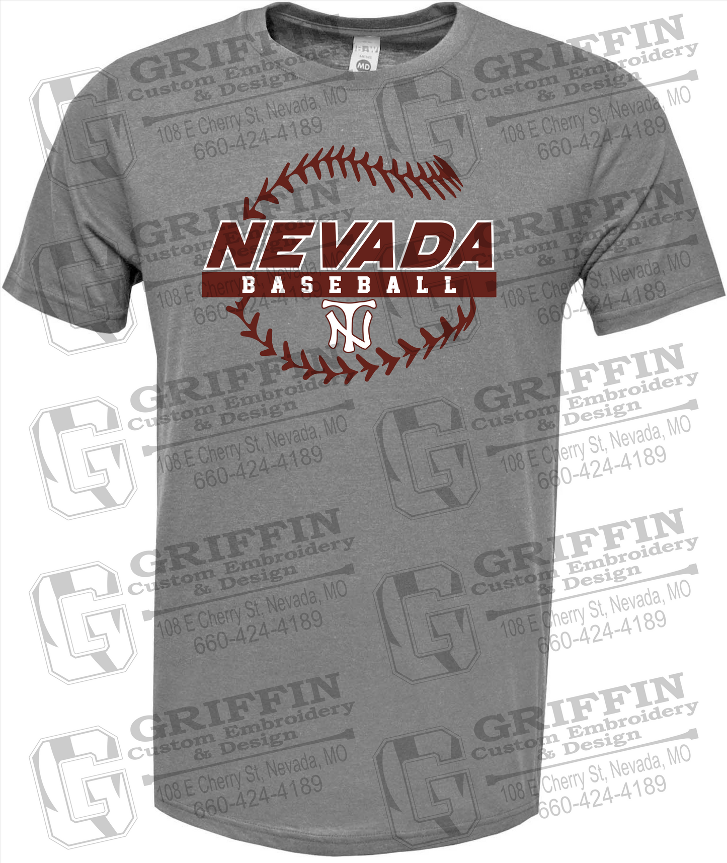 Soft-Tek Short Sleeve T-Shirt - Baseball - Nevada Tigers 24-T