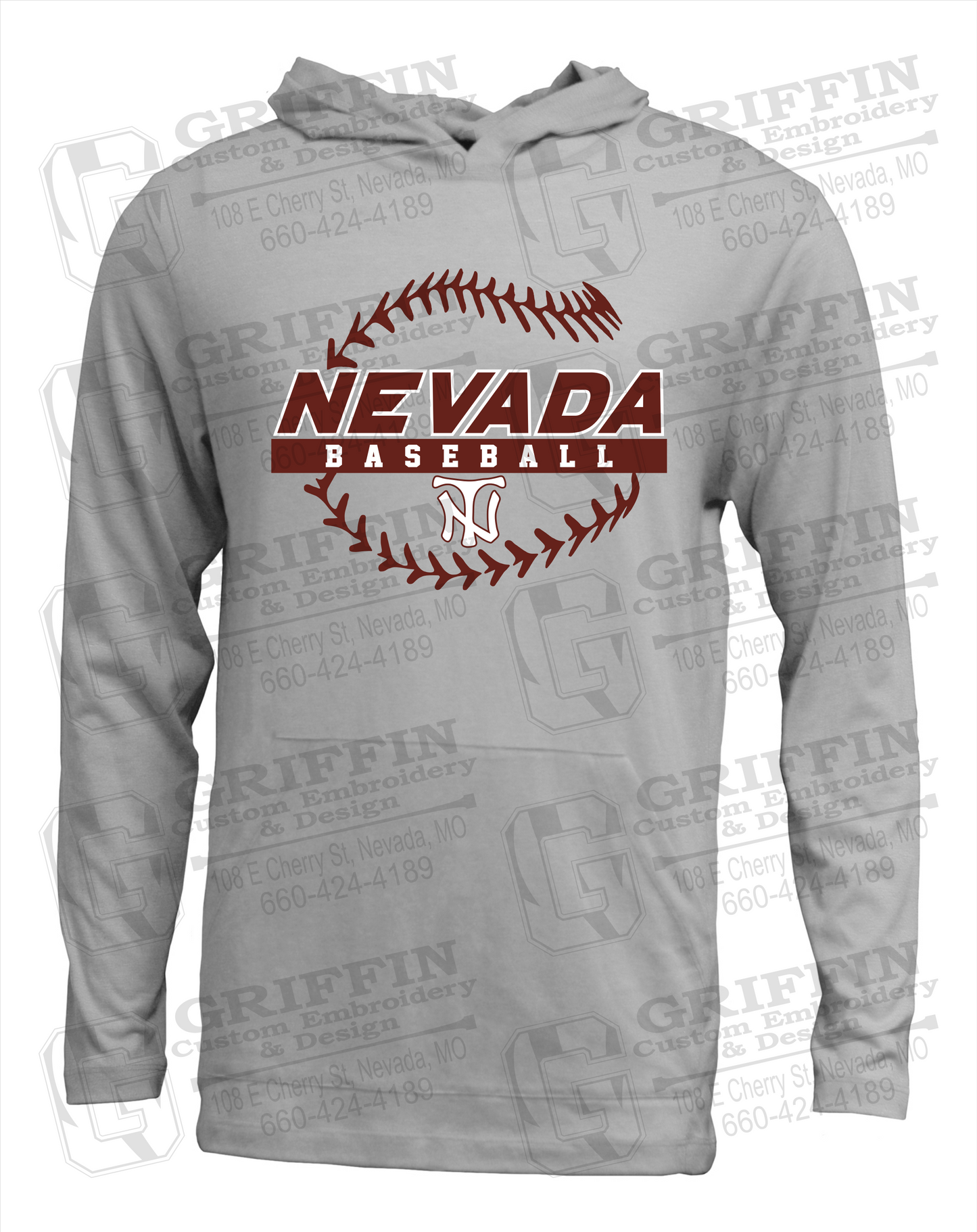 Soft-Tek T-Shirt Hoodie - Baseball - Nevada Tigers 24-T