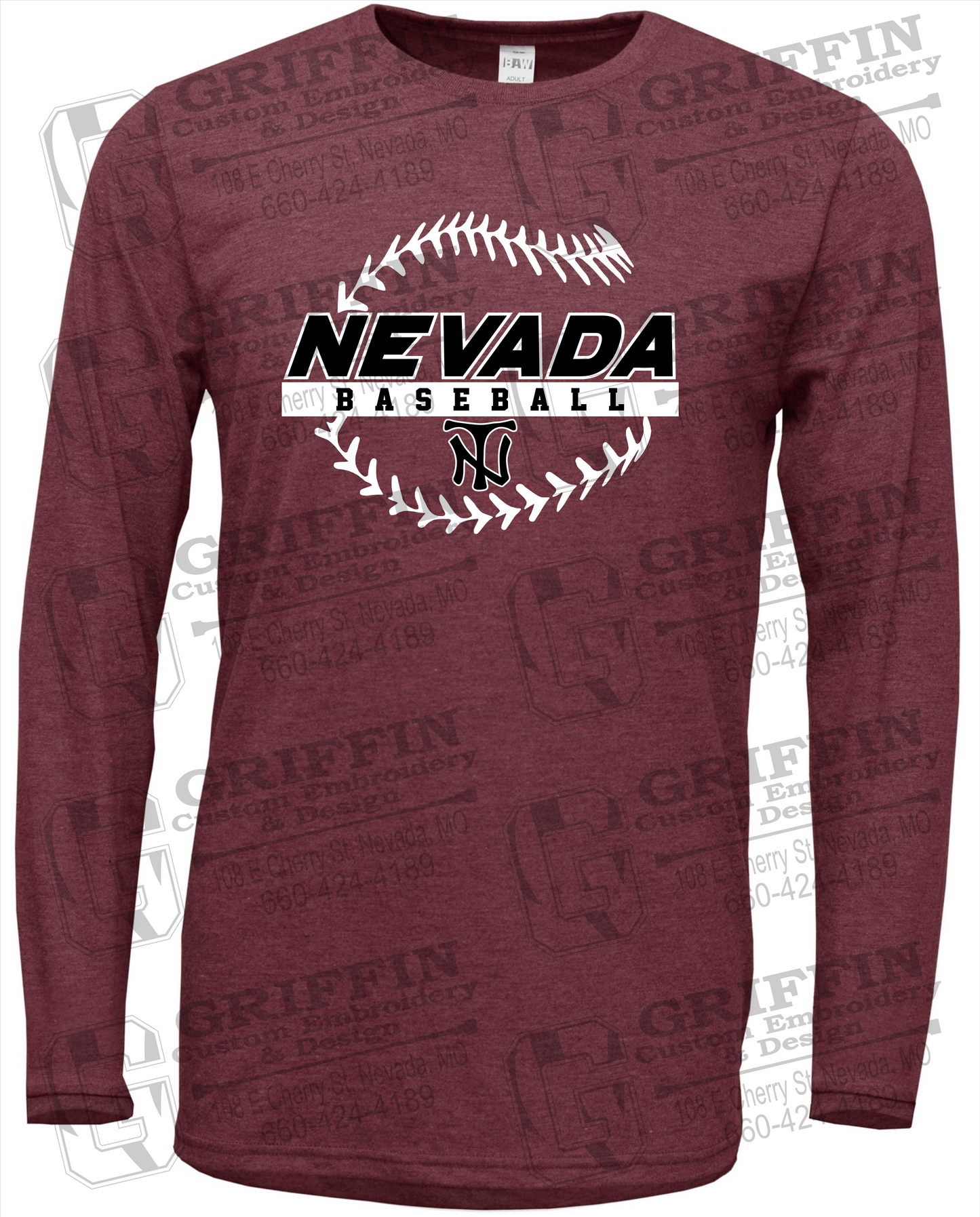 Soft-Tek Long Sleeve T-Shirt - Baseball - Nevada Tigers 24-T