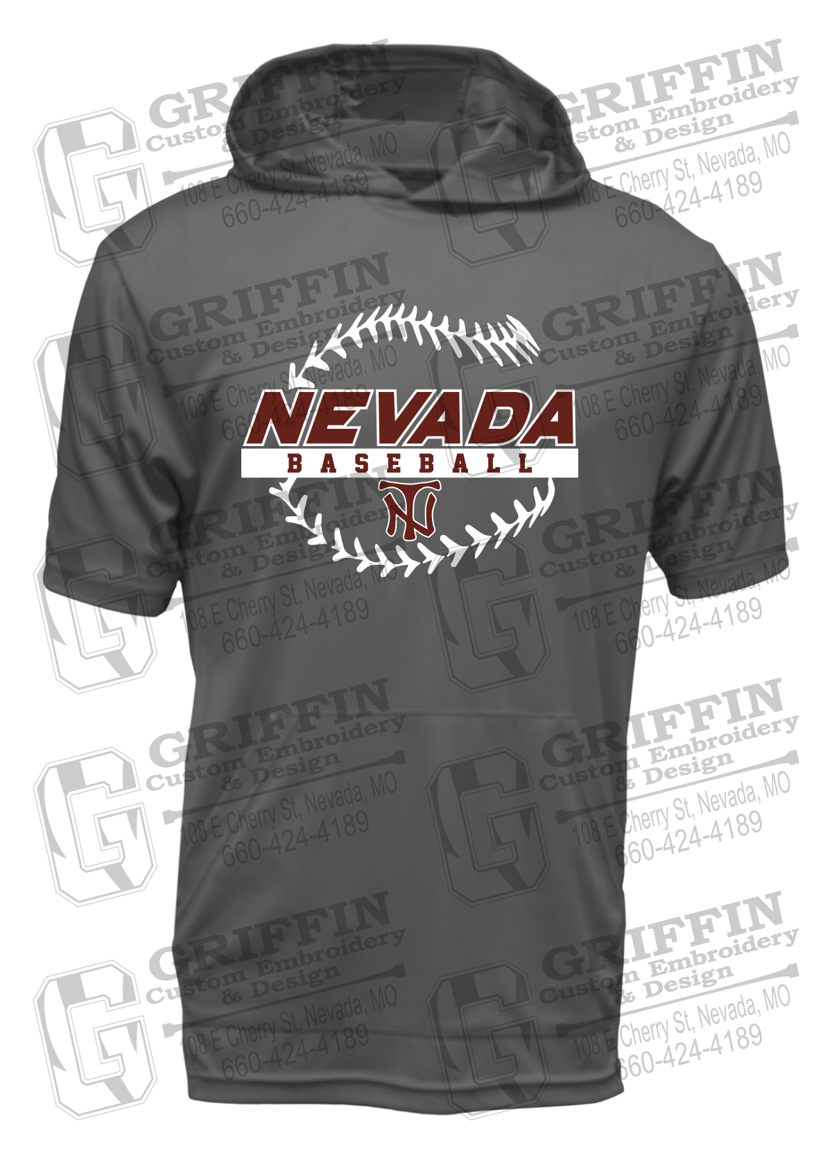 Dry-Fit Short Sleeve T-Shirt Hoodie - Baseball - Nevada Tigers 24-T