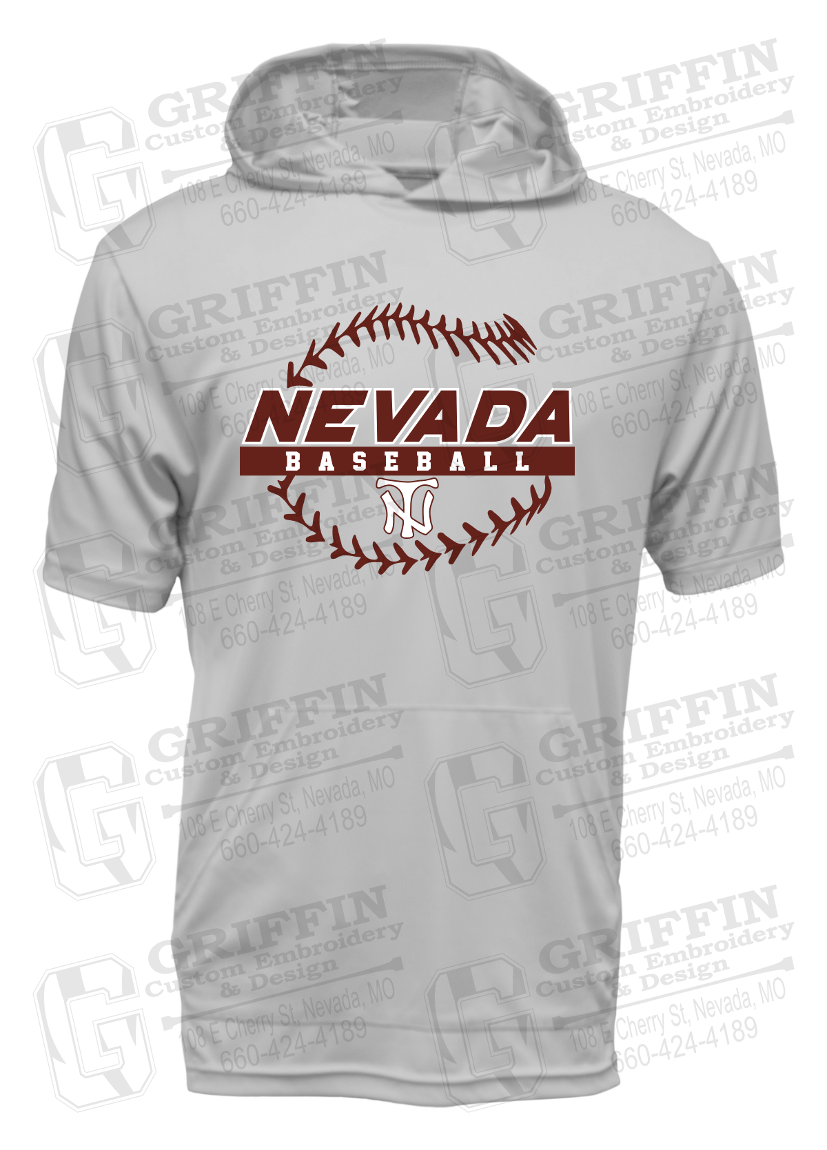 Dry-Fit Short Sleeve T-Shirt Hoodie - Baseball - Nevada Tigers 24-T