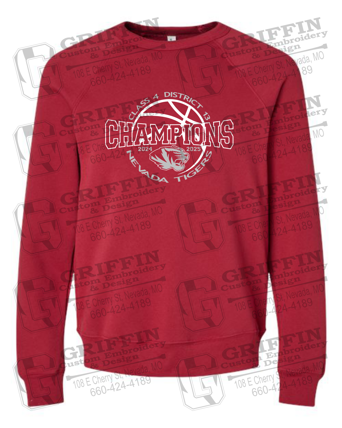Sponge Fleece Sweatshirt - 2025 District Champs Boys Basketball - Nevada Tigers 24-V