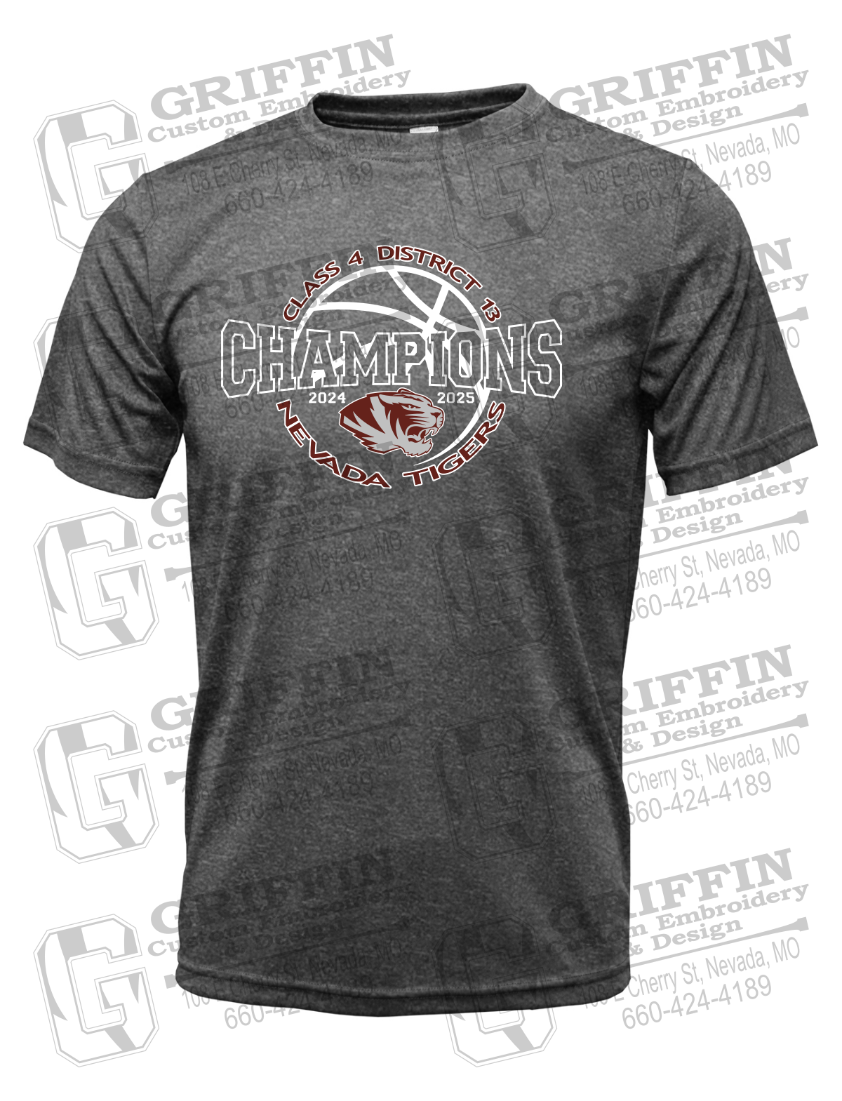 Dry-Fit Short Sleeve T-Shirt - 2025 District Champs Boys Basketball - Nevada Tigers 24-V