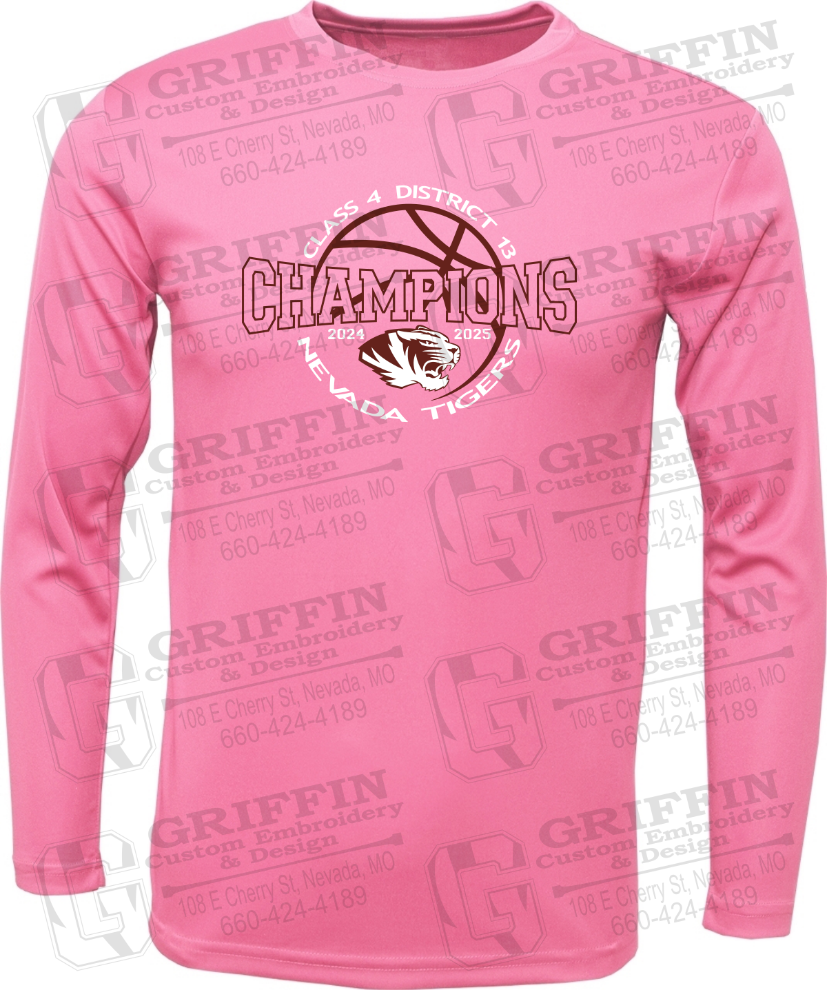 Toddler Dry-Fit Long Sleeve T-Shirt - 2025 District Champs Boys Basketball - Nevada Tigers 24-V