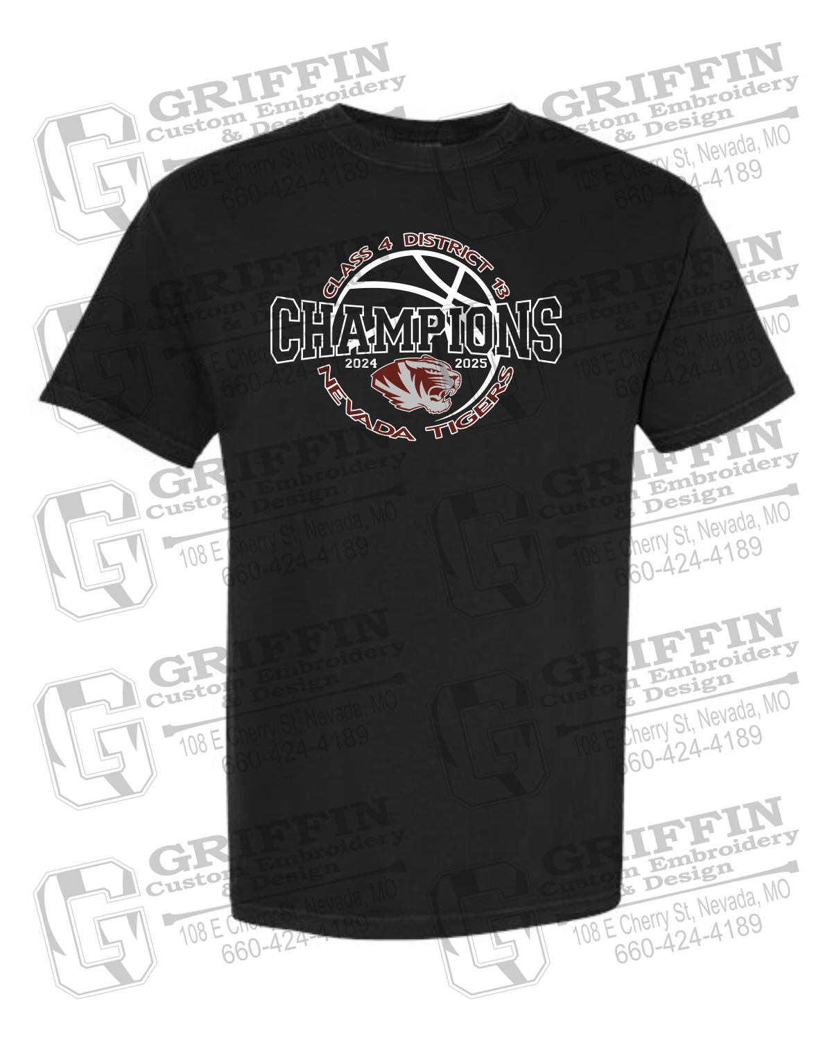 Comfort Colors Short Sleeve T-Shirt - 2025 District Champs Boys Basketball - Nevada Tigers 24-V