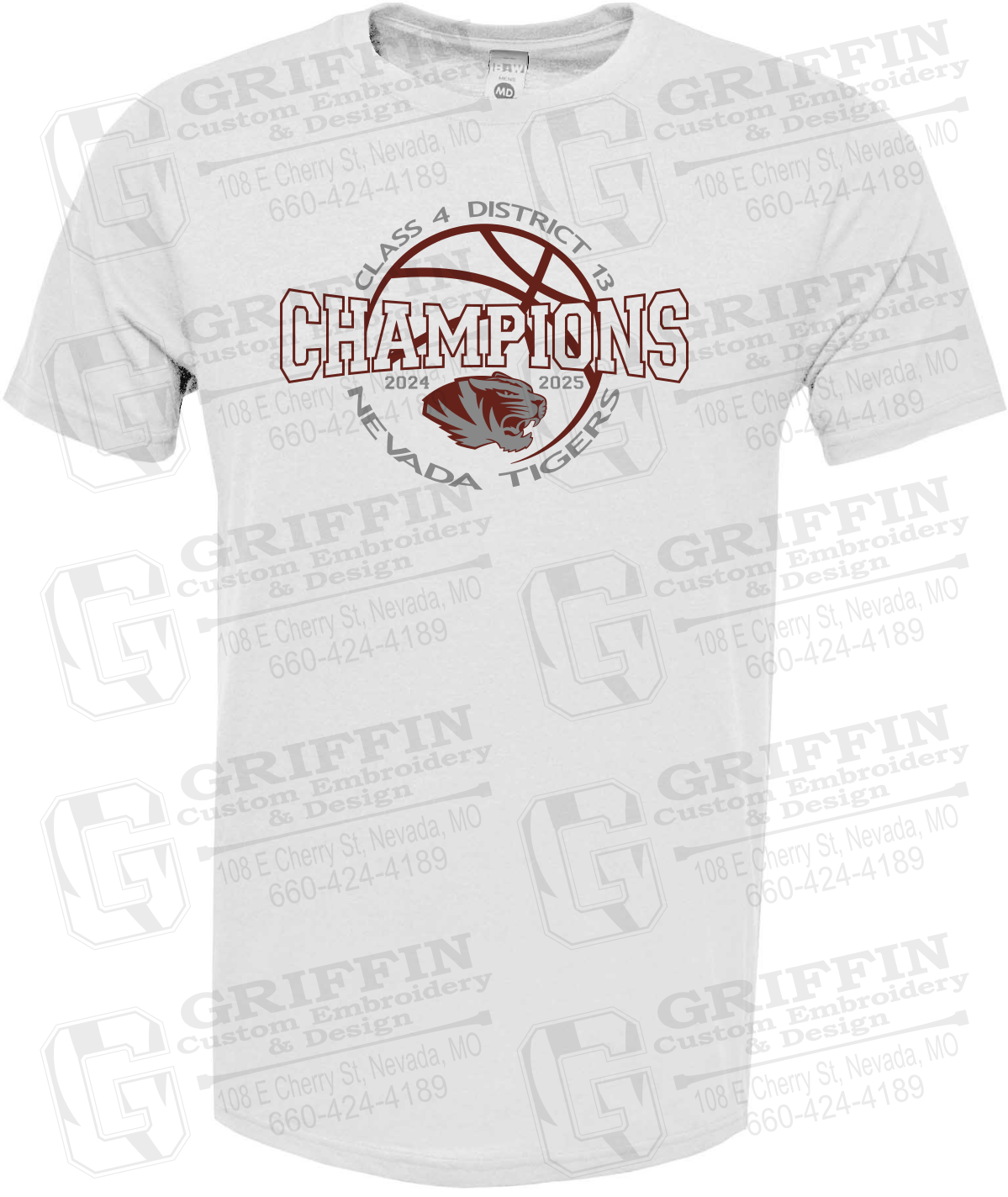 Soft-Tek Short Sleeve T-Shirt - 2025 District Champs Boys Basketball - Nevada Tigers 24-V
