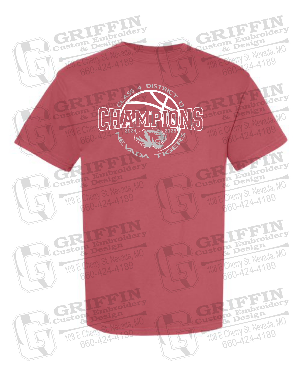 Comfort Colors Short Sleeve T-Shirt - 2025 District Champs Boys Basketball - Nevada Tigers 24-V