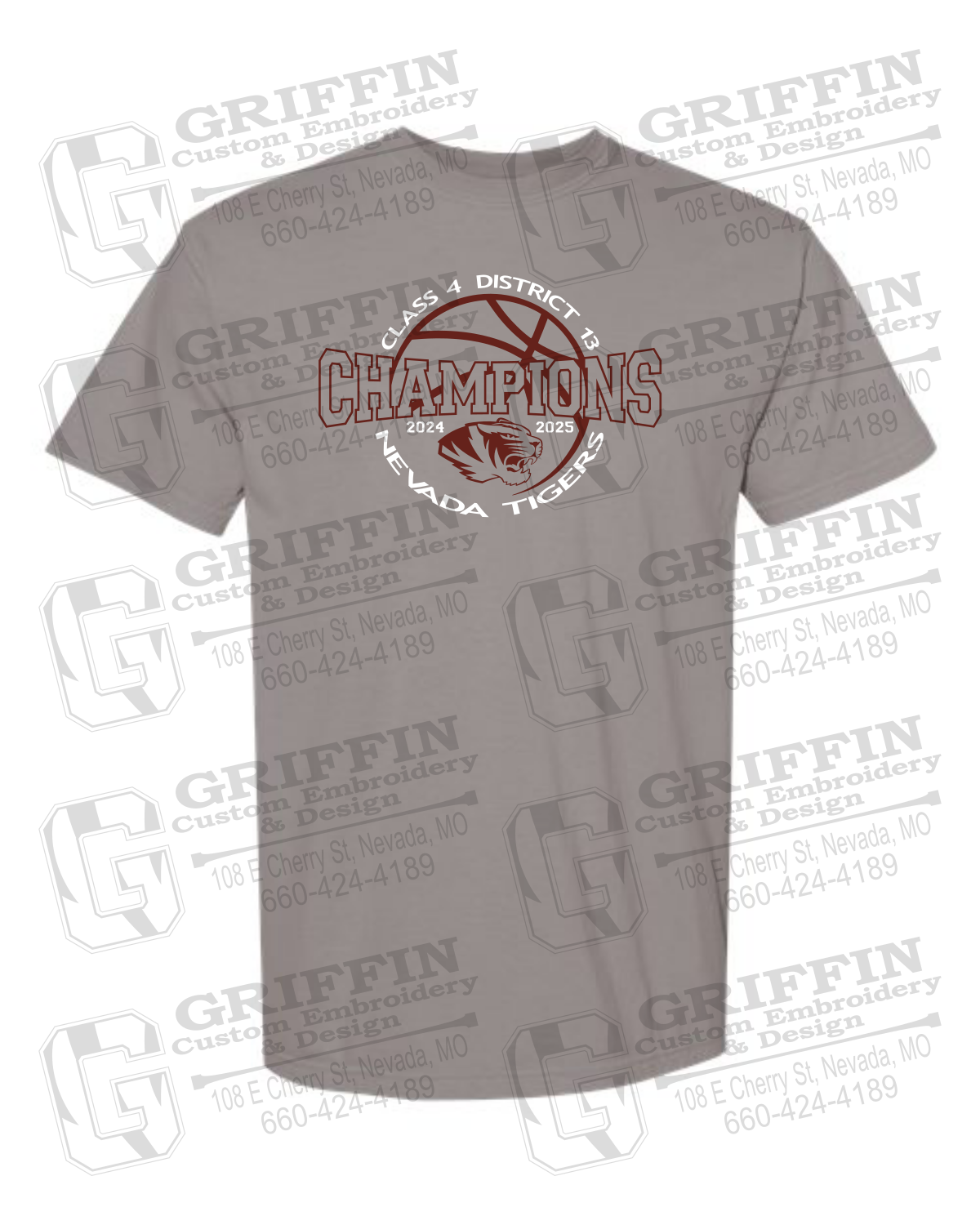Comfort Colors Short Sleeve T-Shirt - 2025 District Champs Boys Basketball - Nevada Tigers 24-V