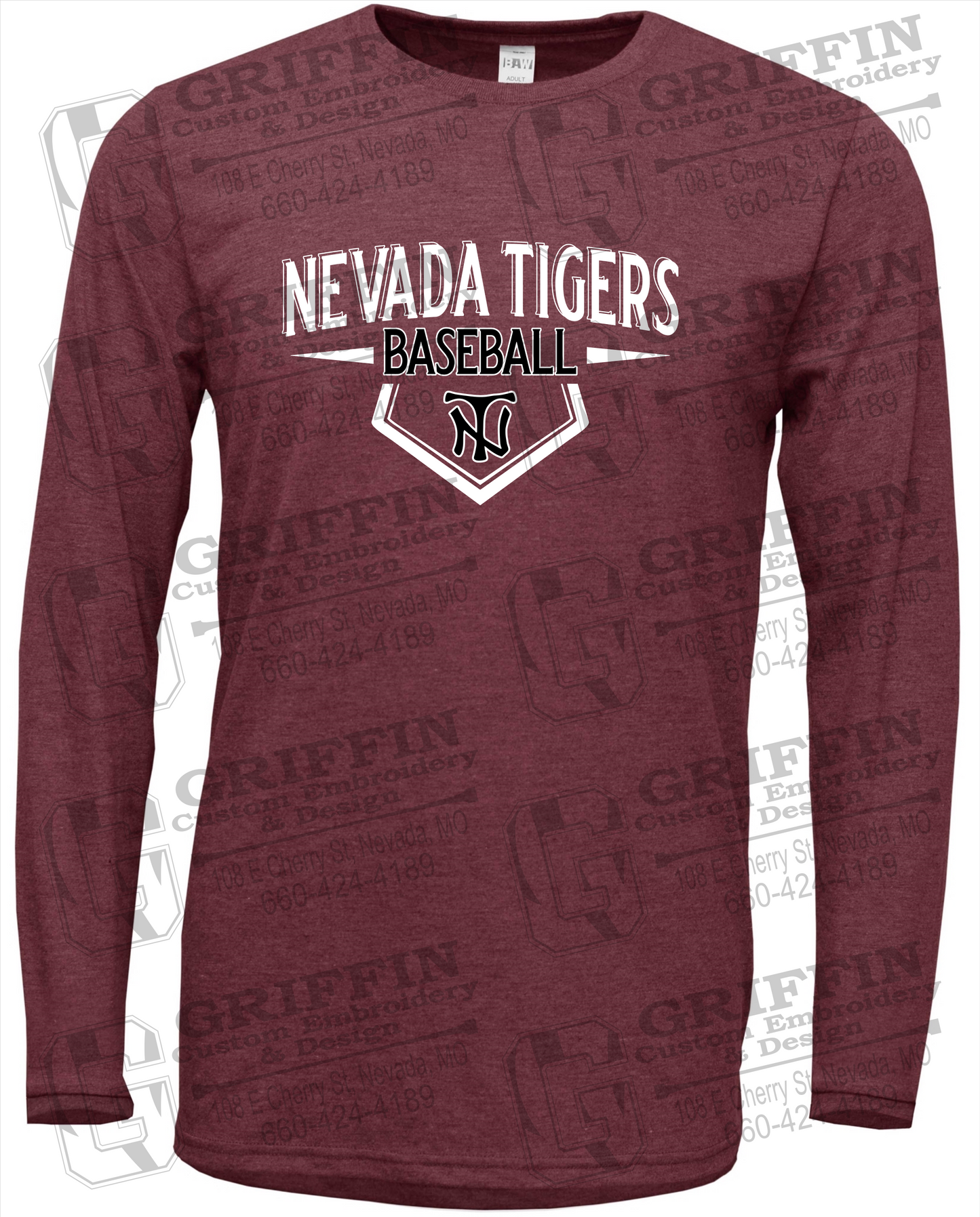 Soft-Tek Long Sleeve T-Shirt - Baseball - Nevada Tigers 24-W