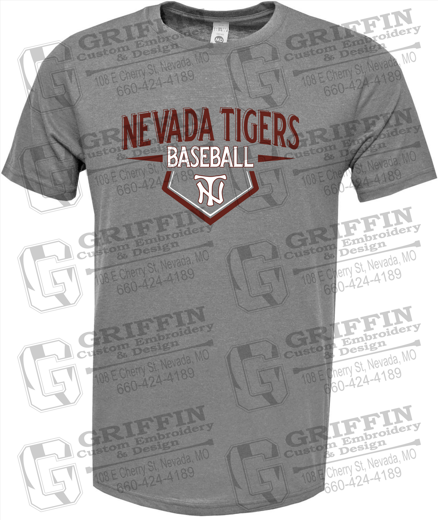 Soft-Tek Short Sleeve T-Shirt - Baseball - Nevada Tigers 24-W