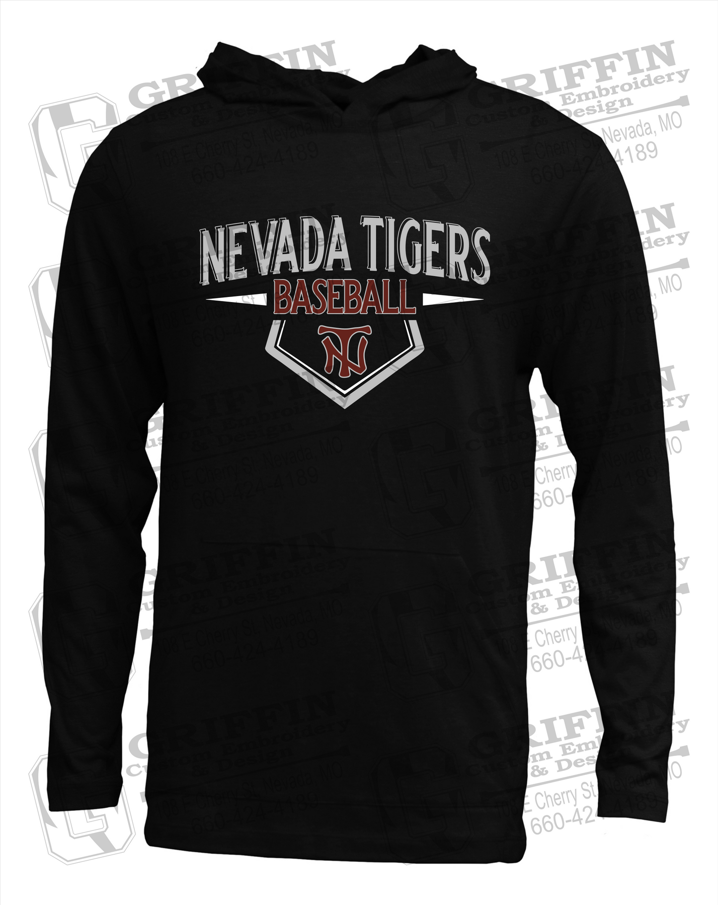 Soft-Tek T-Shirt Hoodie - Baseball - Nevada Tigers 24-W