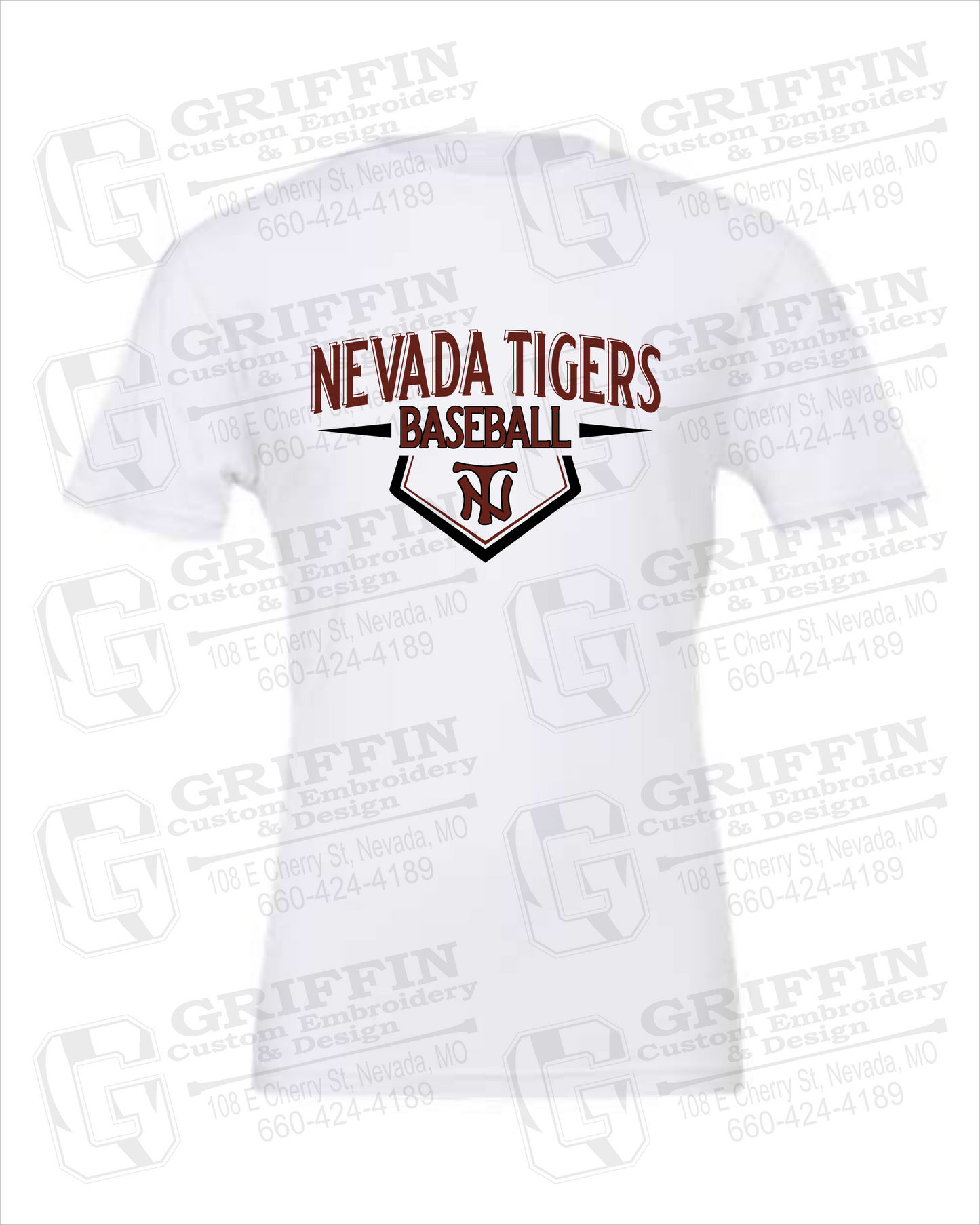 Nevada Tigers 24-W 100% Cotton Short Sleeve T-Shirt - Baseball