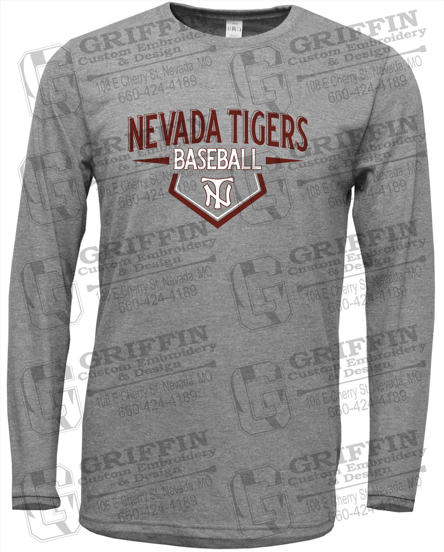 Soft-Tek Long Sleeve T-Shirt - Baseball - Nevada Tigers 24-W