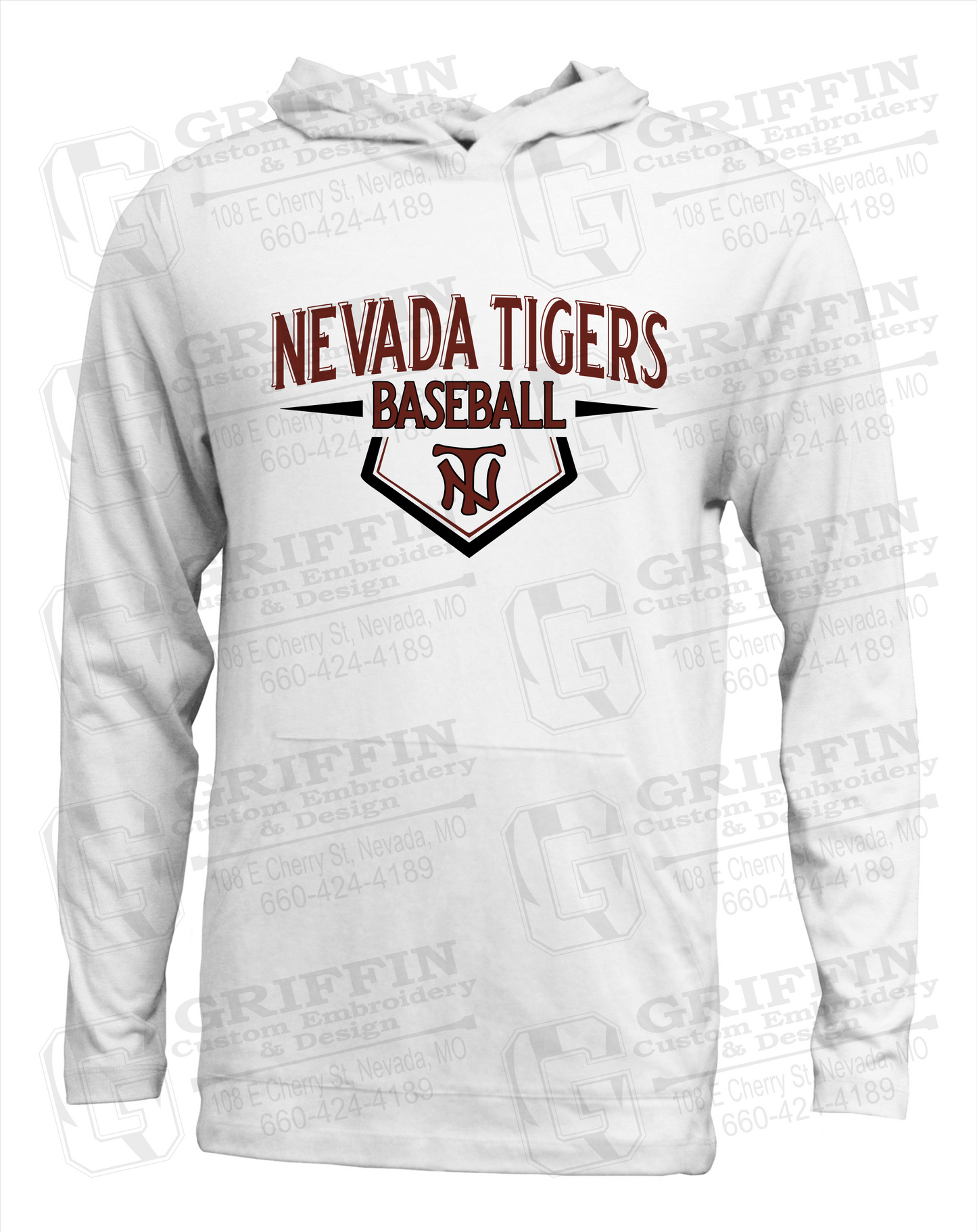 Soft-Tek T-Shirt Hoodie - Baseball - Nevada Tigers 24-W