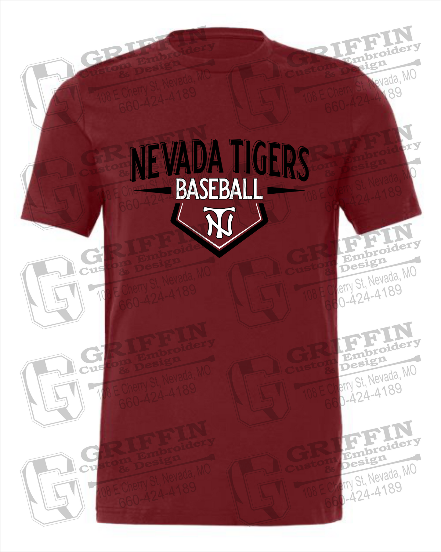 Nevada Tigers 24-W 100% Cotton Short Sleeve T-Shirt - Baseball