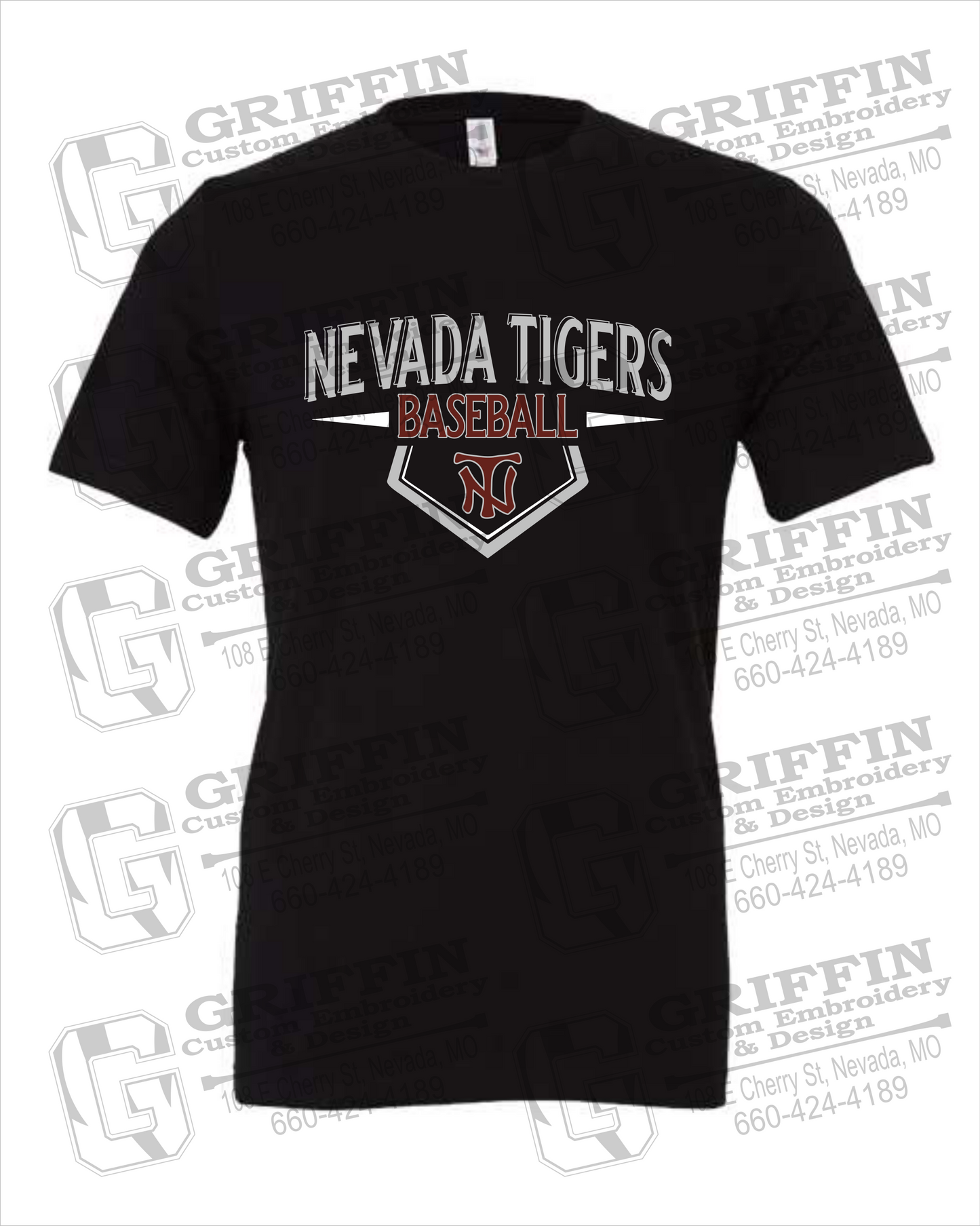 Nevada Tigers 24-W 100% Cotton Short Sleeve T-Shirt - Baseball