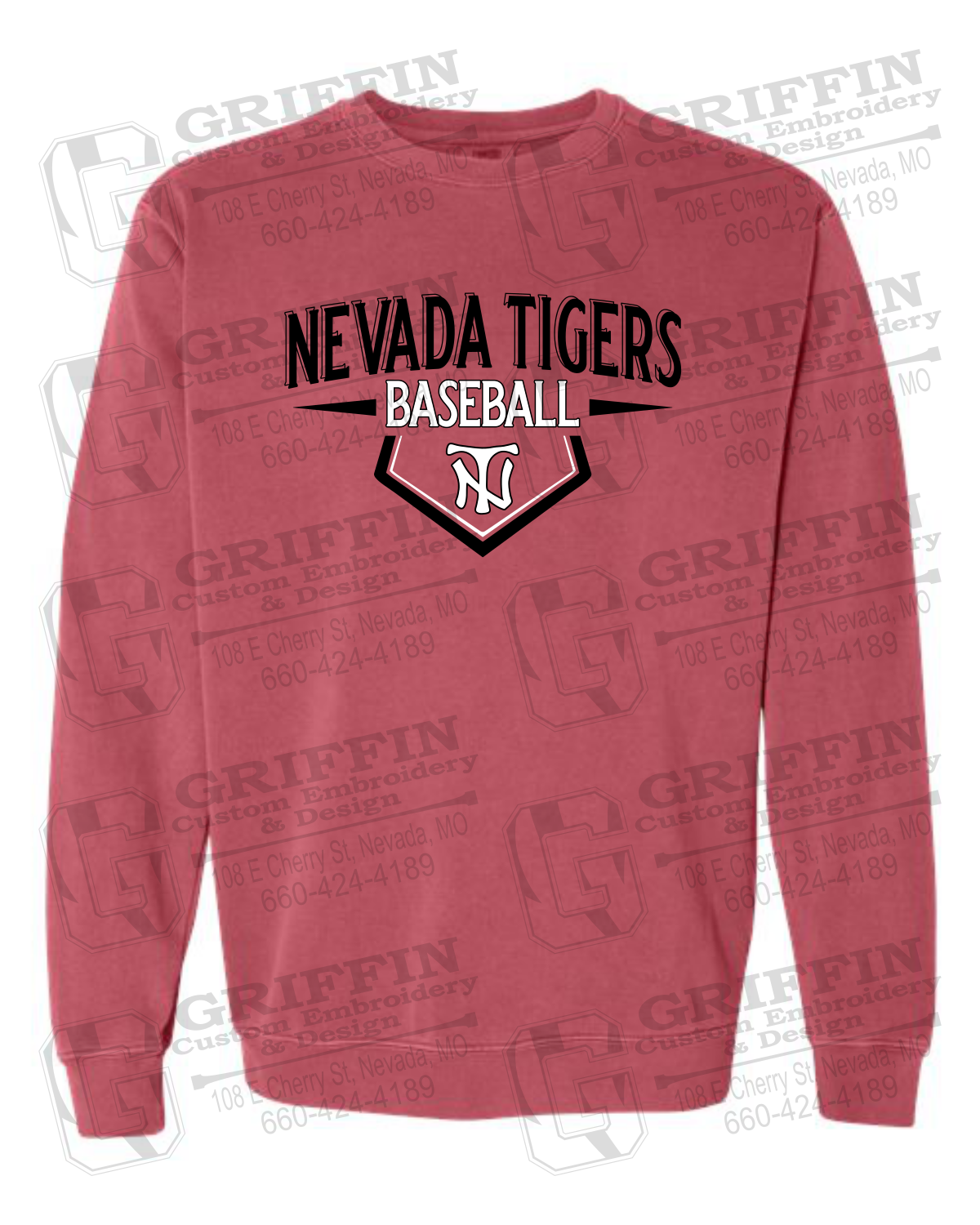 Comfort Colors Crewneck Sweatshirt - Baseball - Nevada Tigers 24-W
