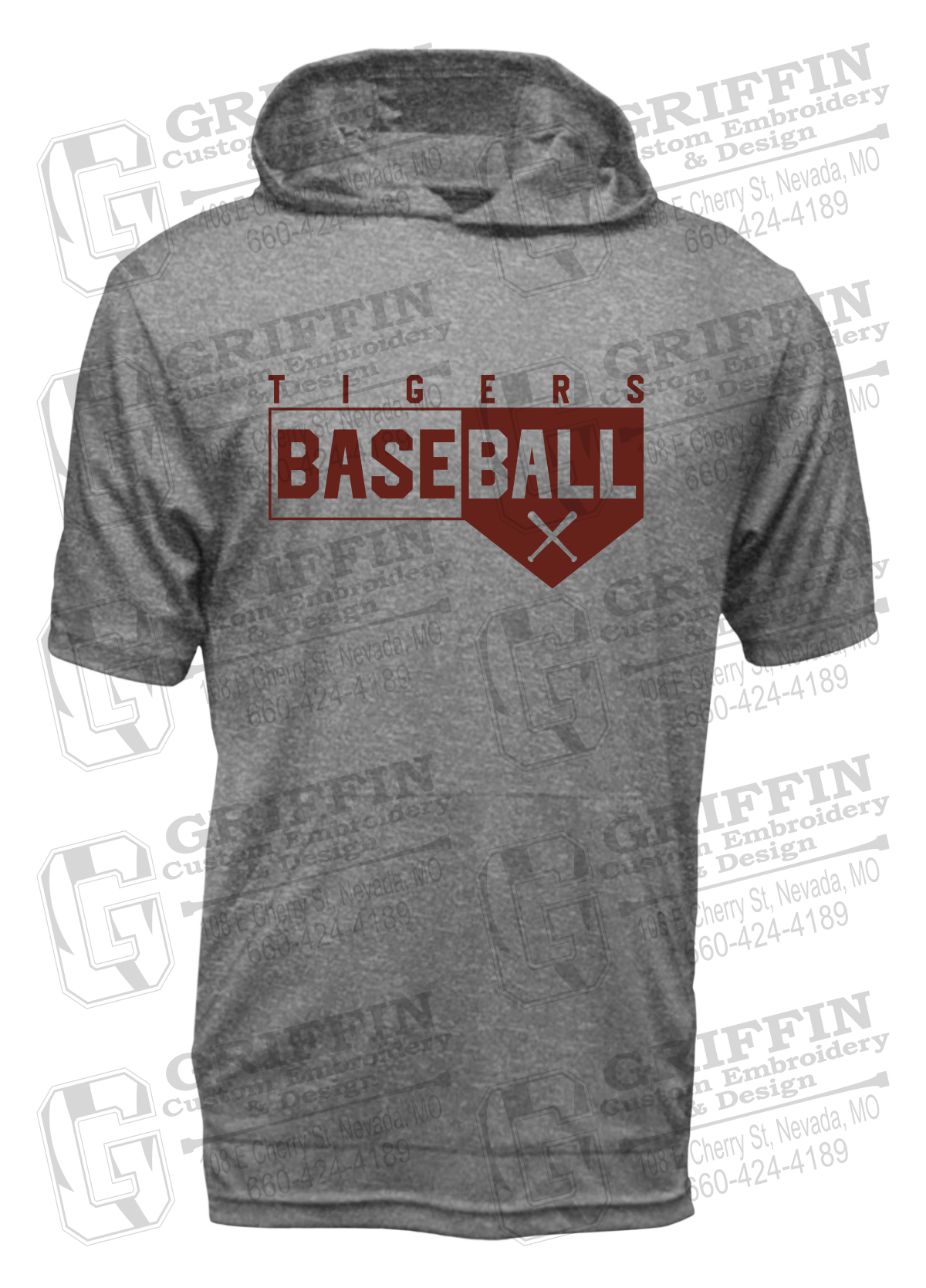 Dry-Fit Short Sleeve T-Shirt Hoodie - Baseball - Nevada Tigers 24-X