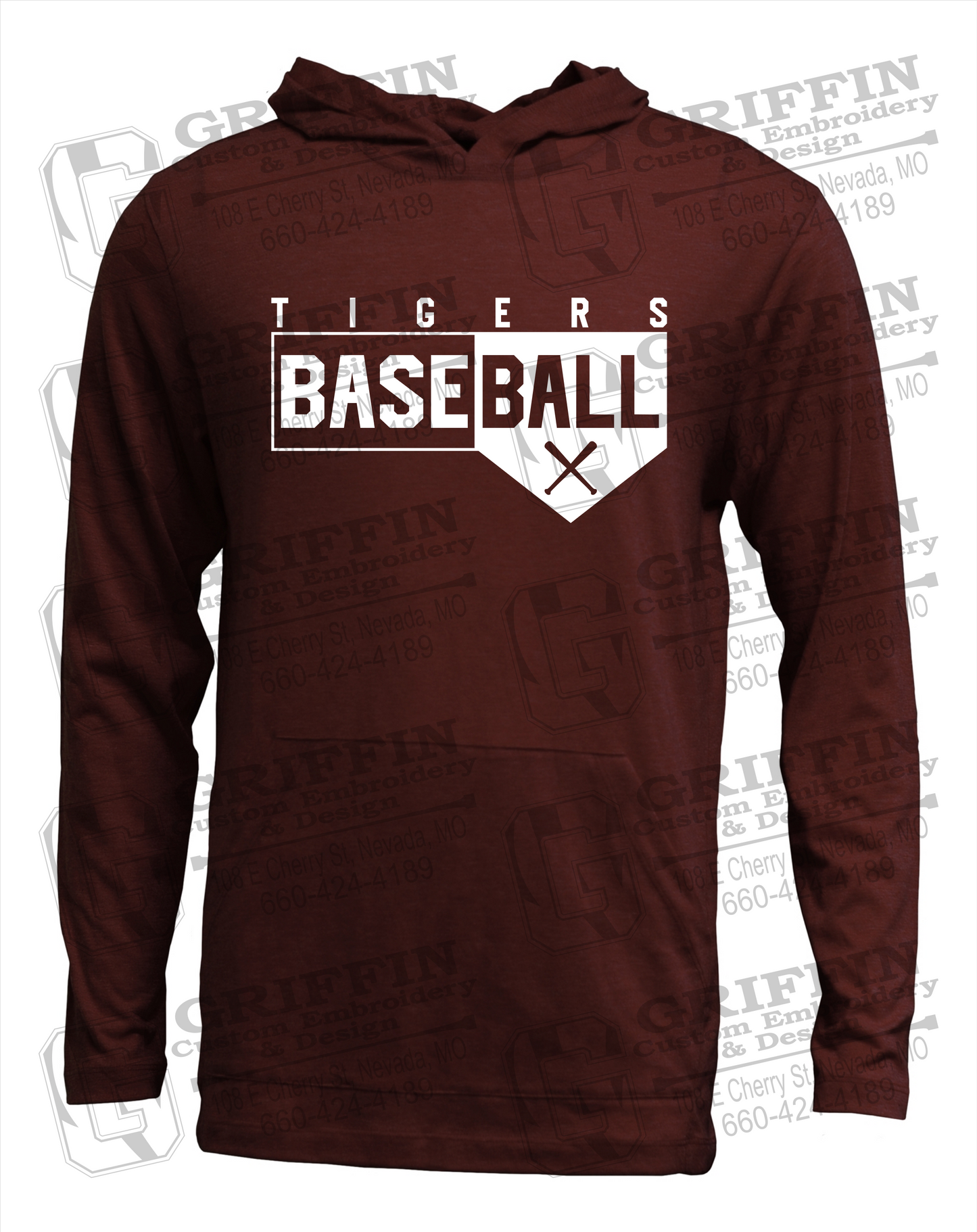 Soft-Tek T-Shirt Hoodie - Baseball - Nevada Tigers 24-X
