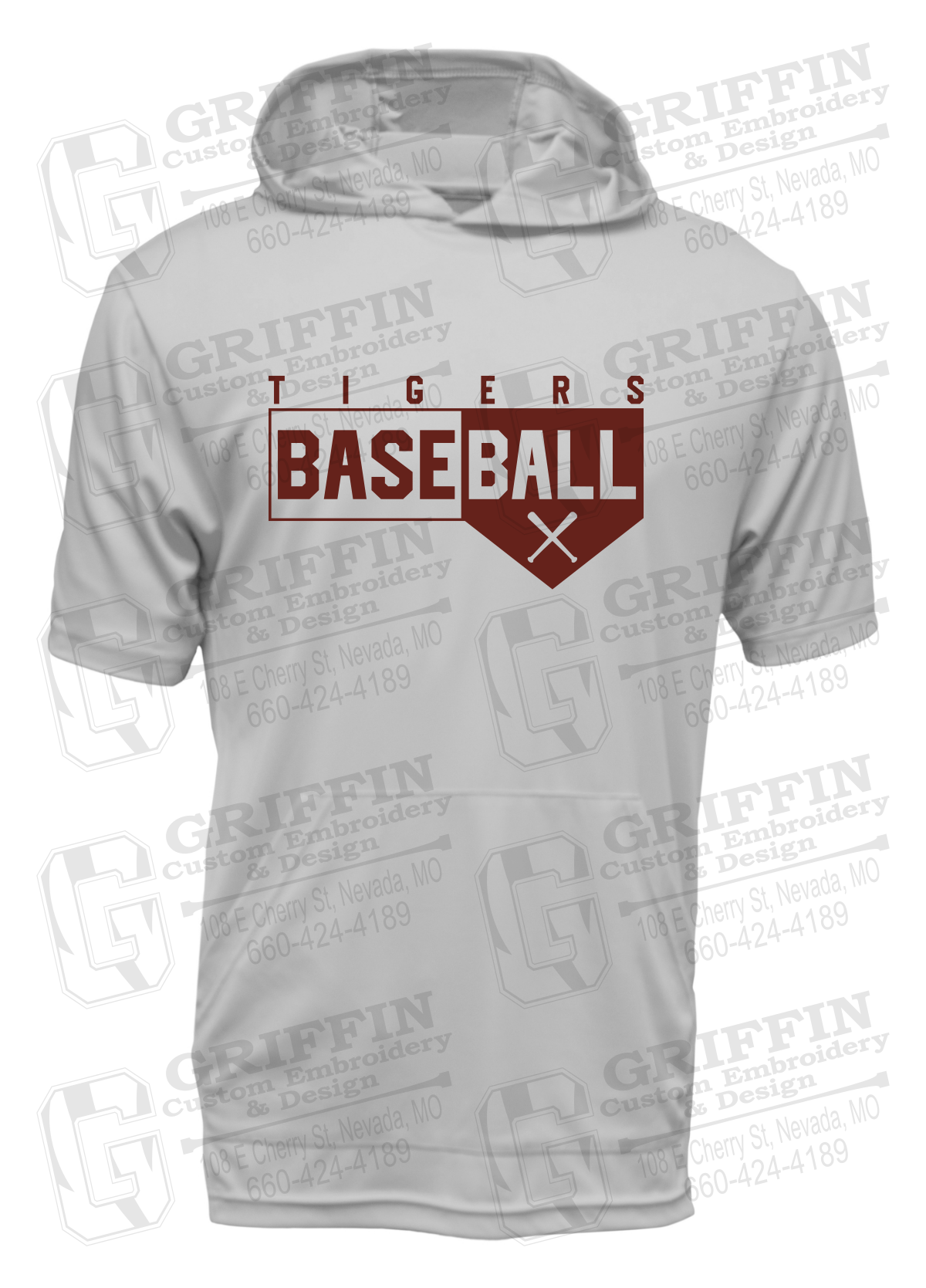 Dry-Fit Short Sleeve T-Shirt Hoodie - Baseball - Nevada Tigers 24-X